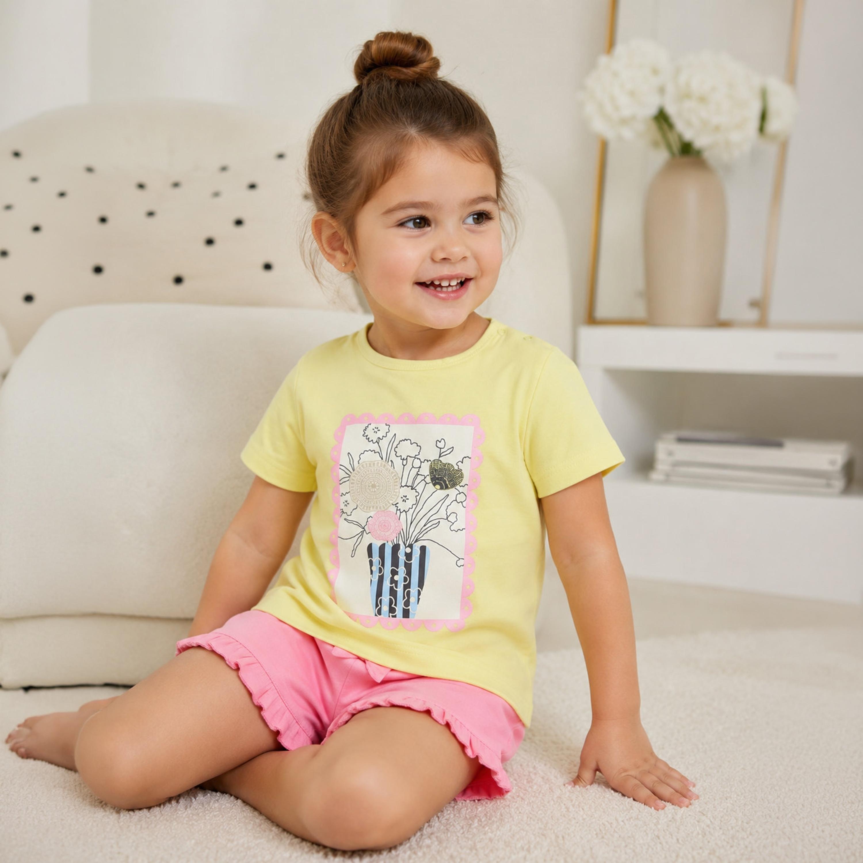 Victor and Jane Short Sleeves Graphic Top & Bow Shorts-baby-girls-clothing-setsandcoords-image-5