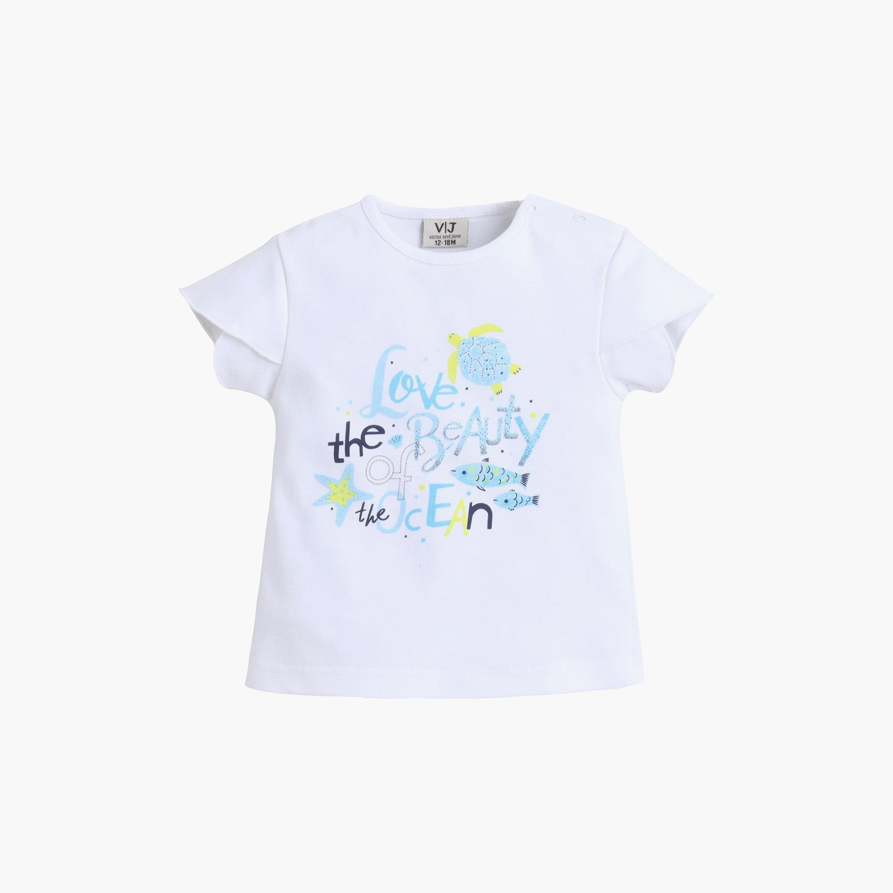 طقم توب بطبعة جرافيك وأكمام قصيرة وشورت بفيونكة من فيكتور آند جين-baby-girls-clothing-setsandcoords-image-4