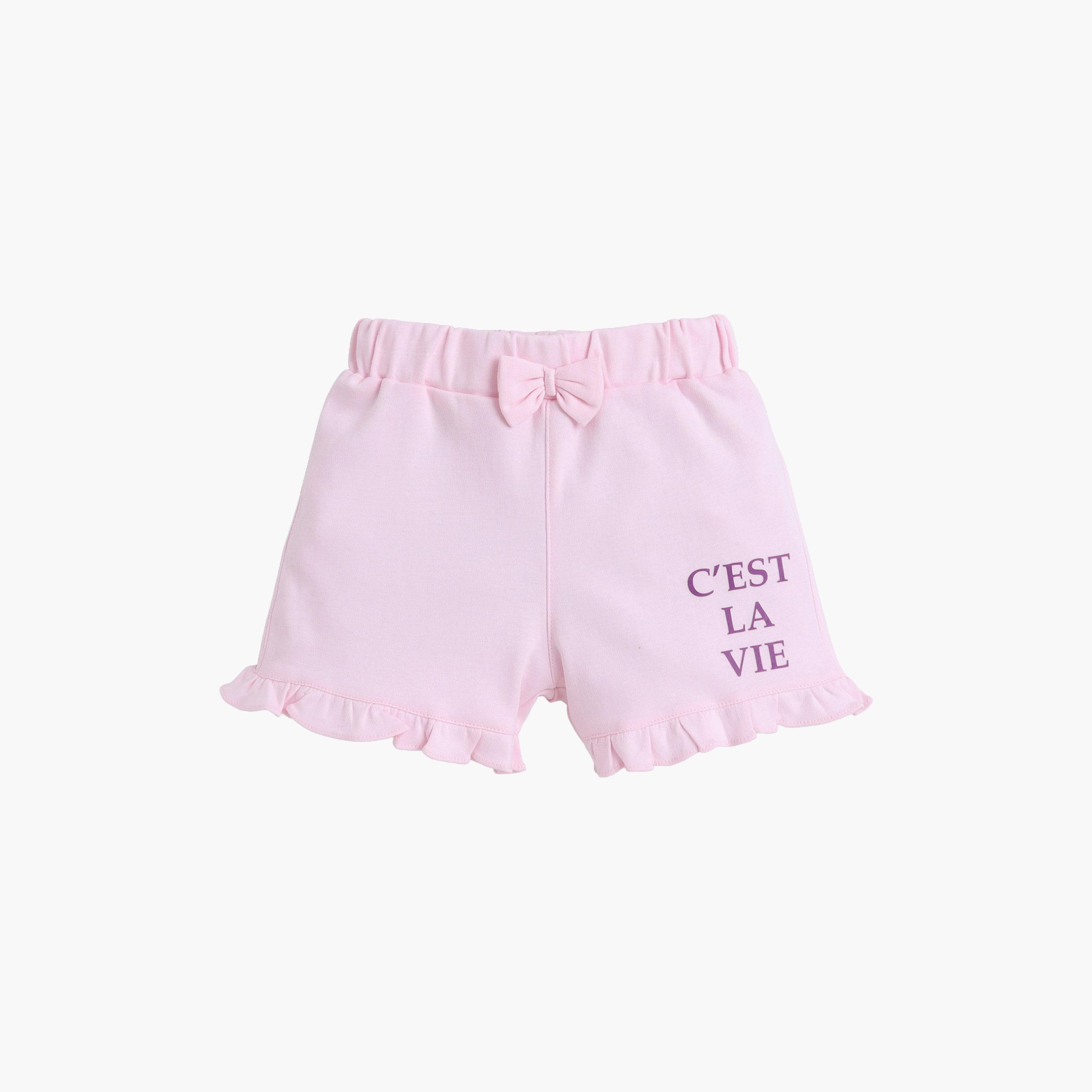 طقم توب بطبعة جرافيك وأكمام قصيرة وشورت بفيونكة من فيكتور آند جين-baby-girls-clothing-setsandcoords-image-5