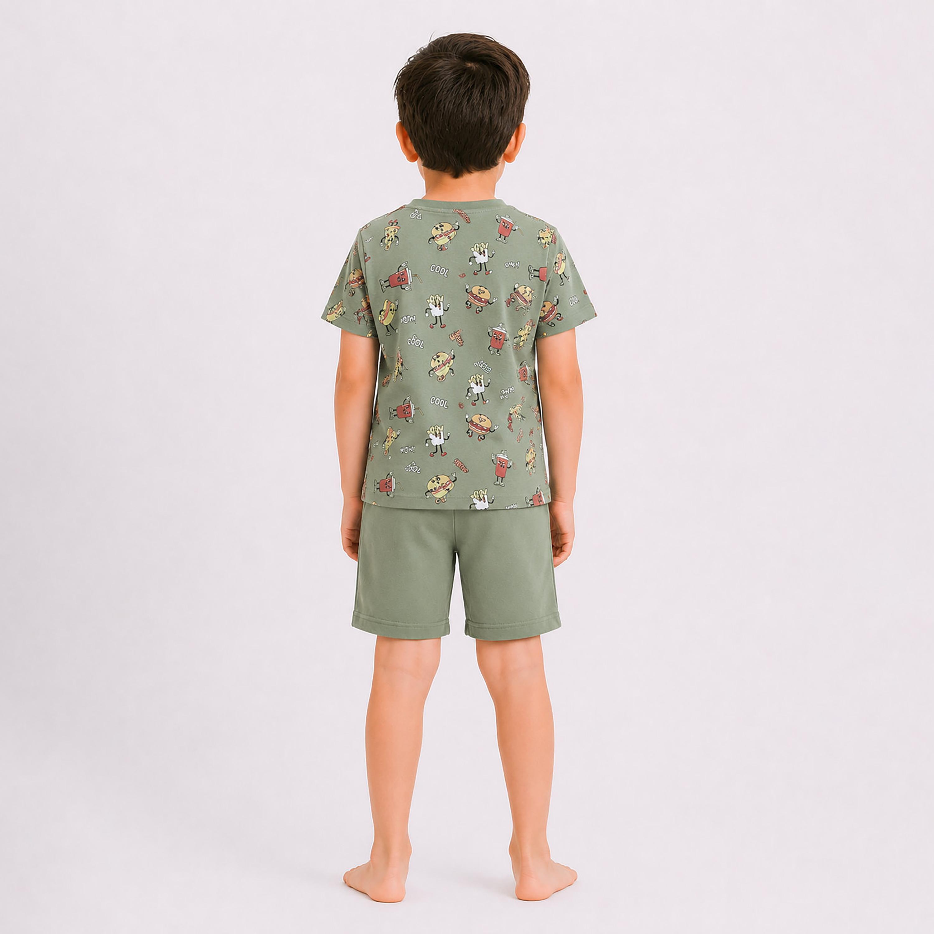 طقم تيشيرت بطبعة "كول" وأكمام قصيرة وشورت من فيكتور آند جين-boys-clothing-setsandcoords-image-2