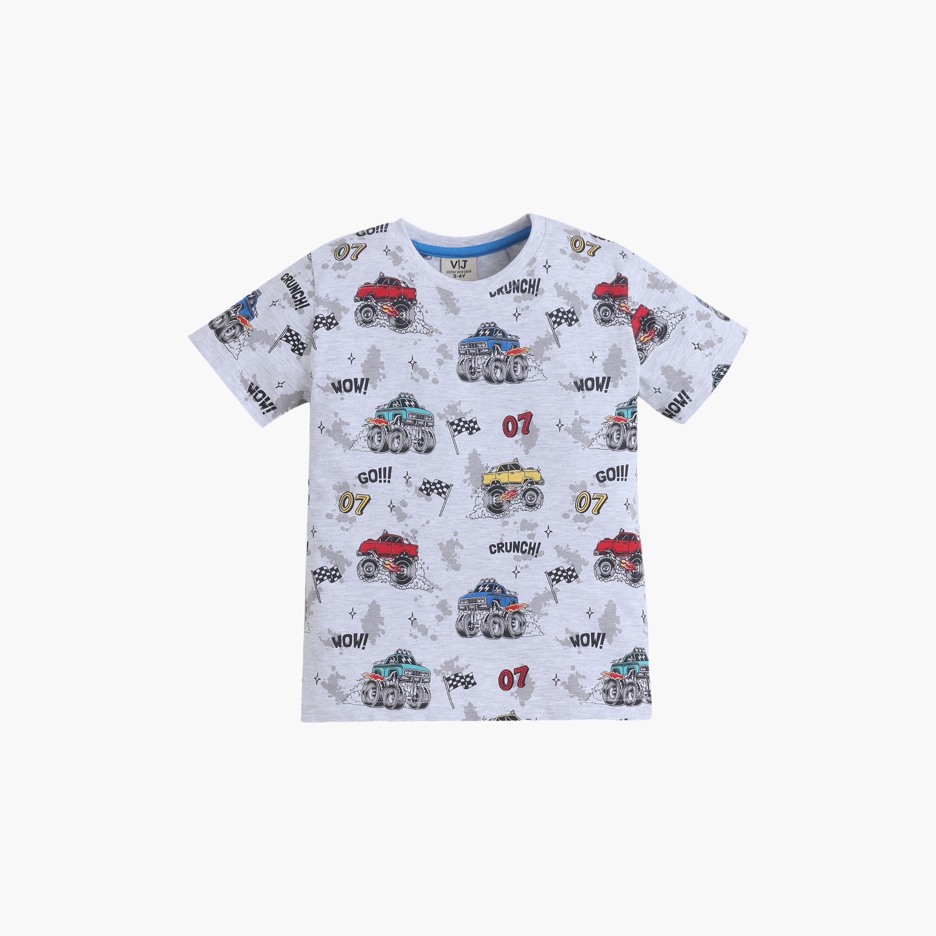Victor and Jane Racing Printed Cotton T-Shirt & Shorts Set-boys-clothing-setsandcoords-image-3