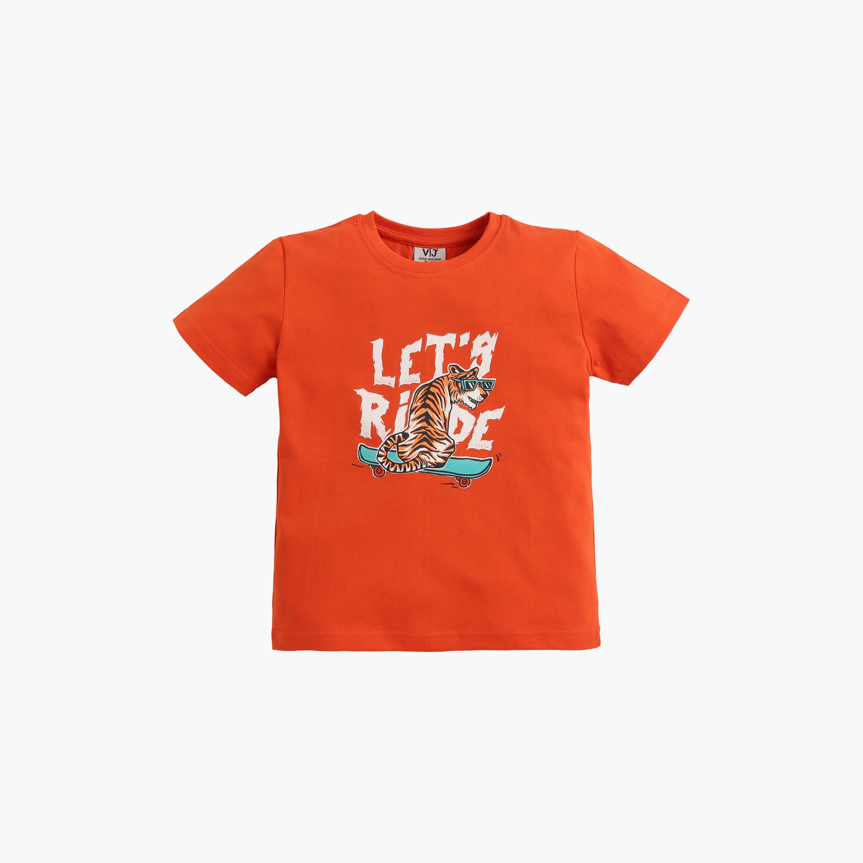 Victor and Jane Cotton Half Sleeves Tiger Printed T-Shirt & Shorts Set-boys-clothing-setsandcoords-image-4