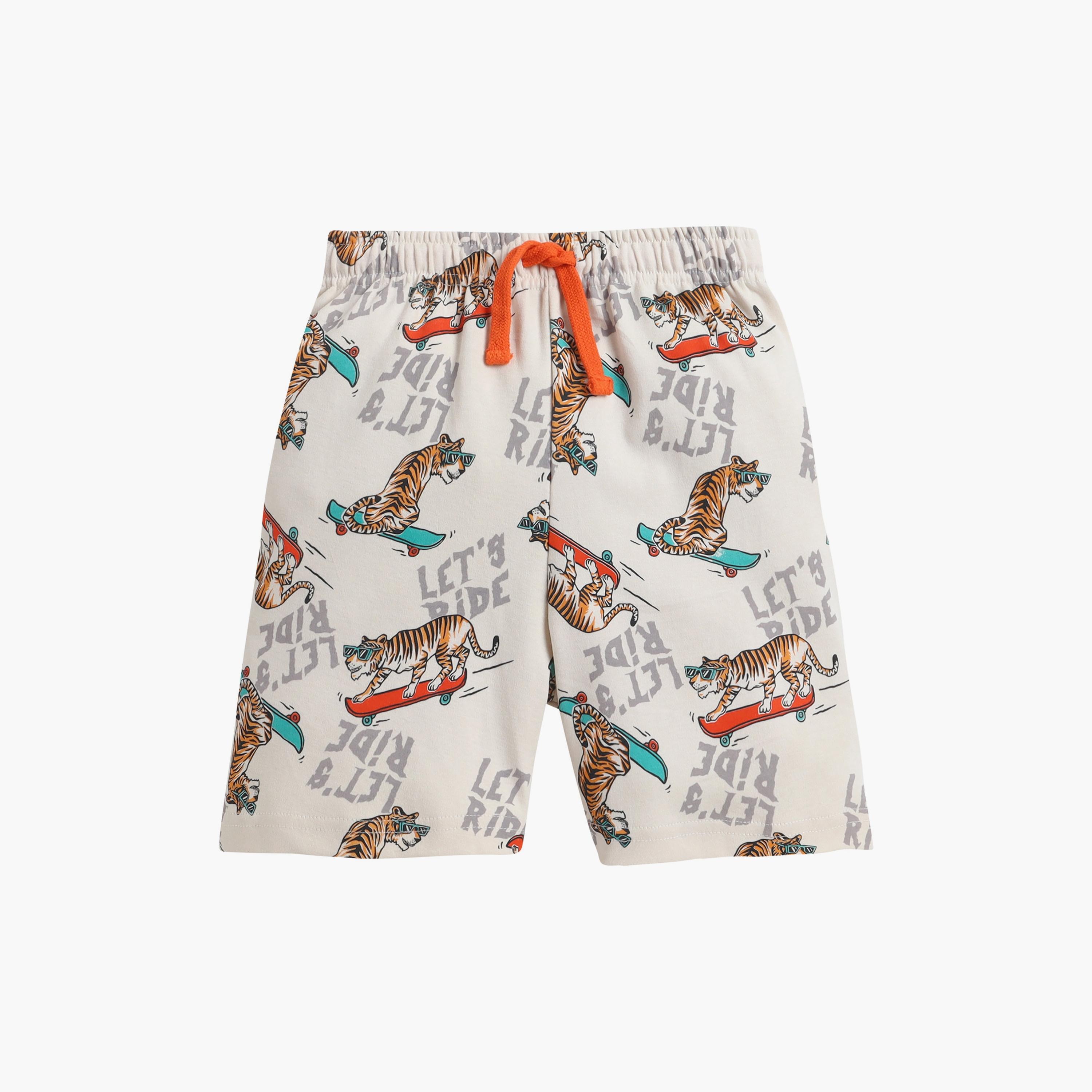 Victor and Jane Cotton Half Sleeves Tiger Printed T-Shirt & Shorts Set-boys-clothing-setsandcoords-image-5
