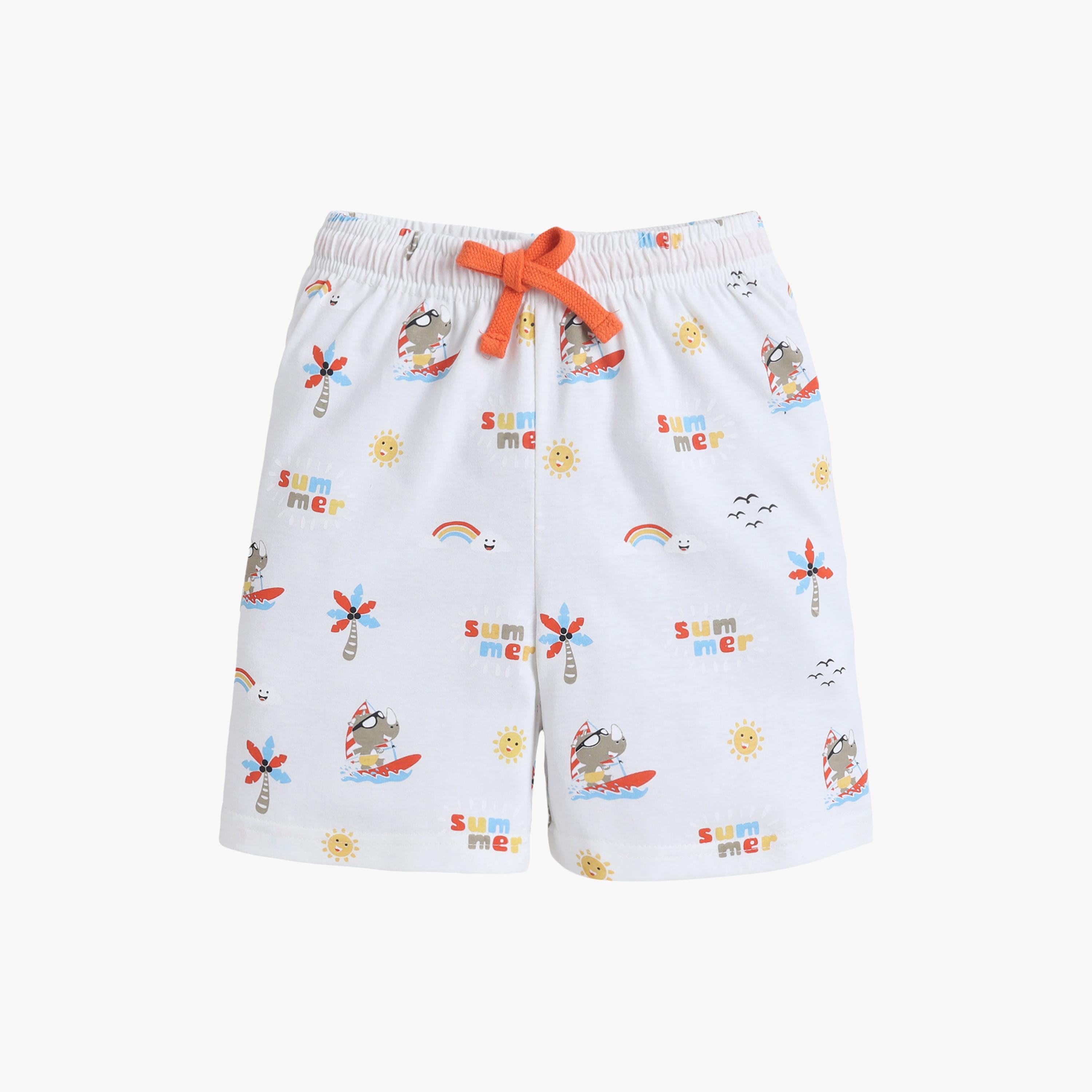 Victor and Jane Enjoy Summer Printed Cotton T-Shirt & Shorts Set-boys-clothing-setsandcoords-image-3