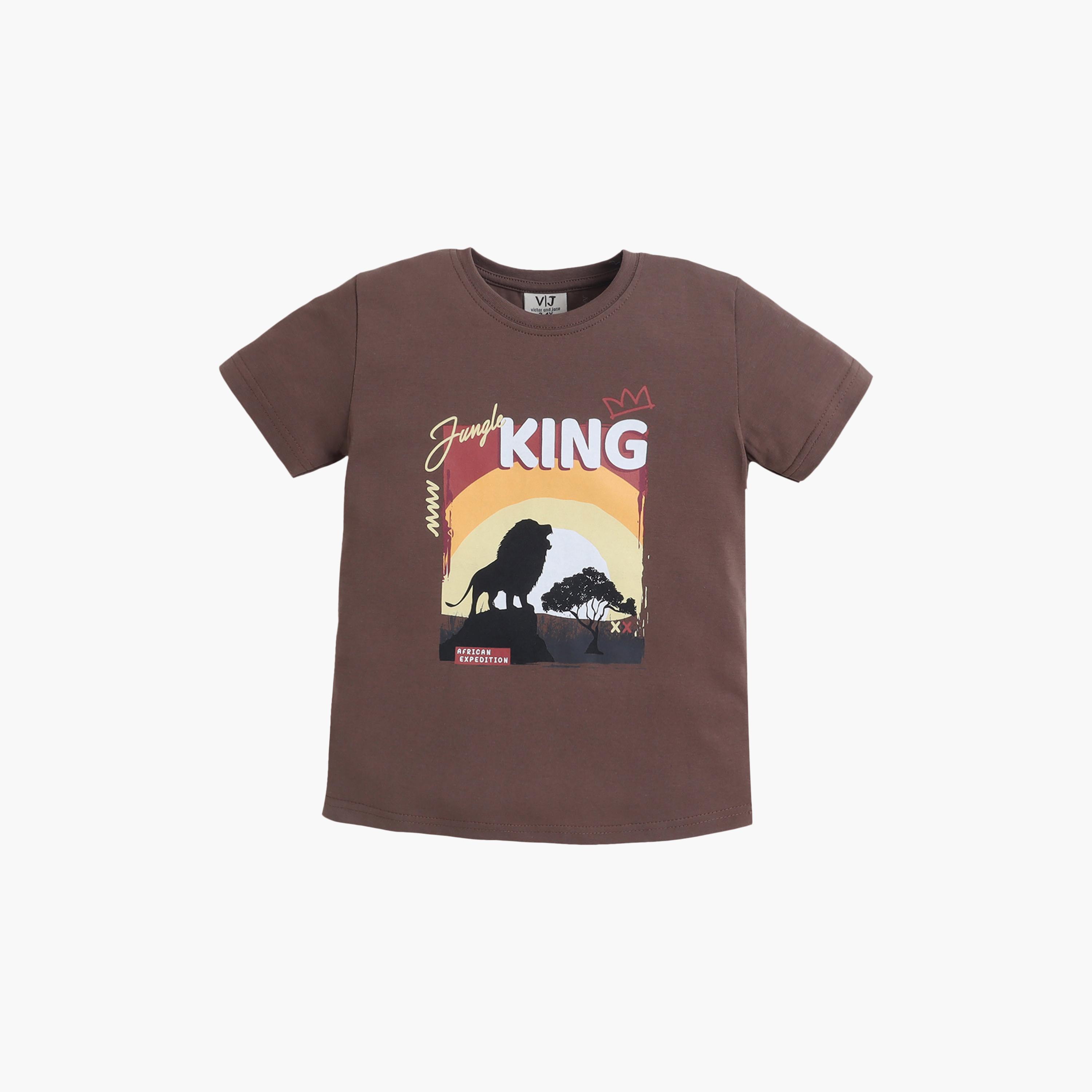 Victor and Jane King Graphic Cotton T-Shirt & Shorts Set-baby-boys-clothing-setsandcoords-image-3