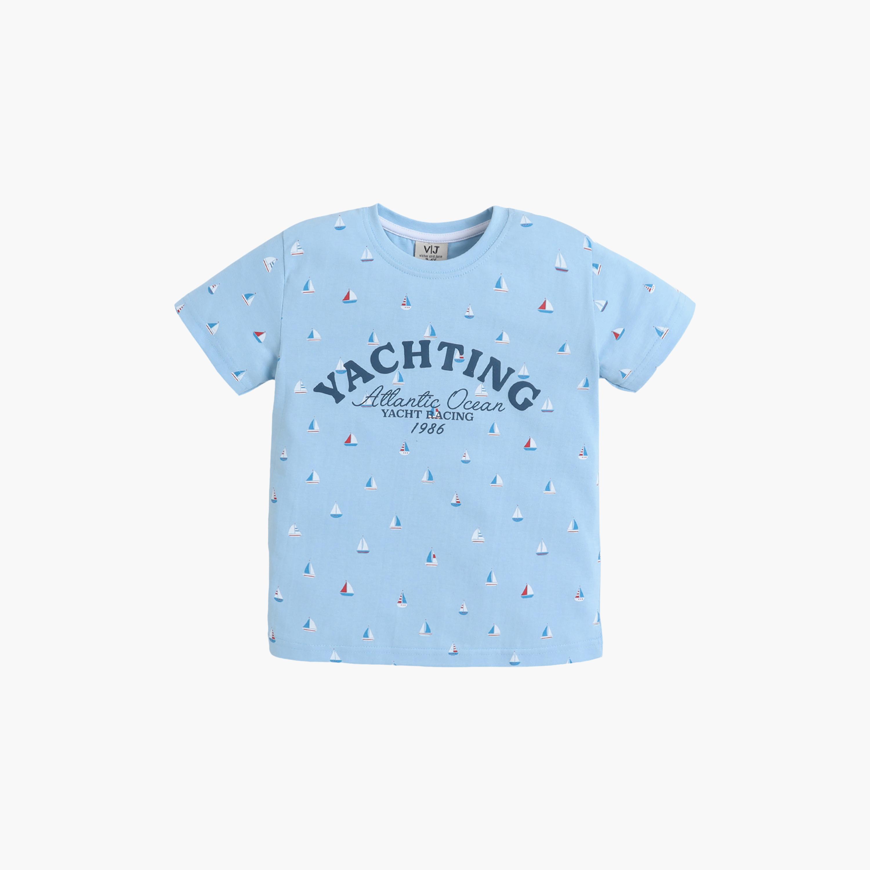 Victor and Jane Yachting Printed Cotton T-Shirt & Shorts Set-boys-clothing-setsandcoords-image-2