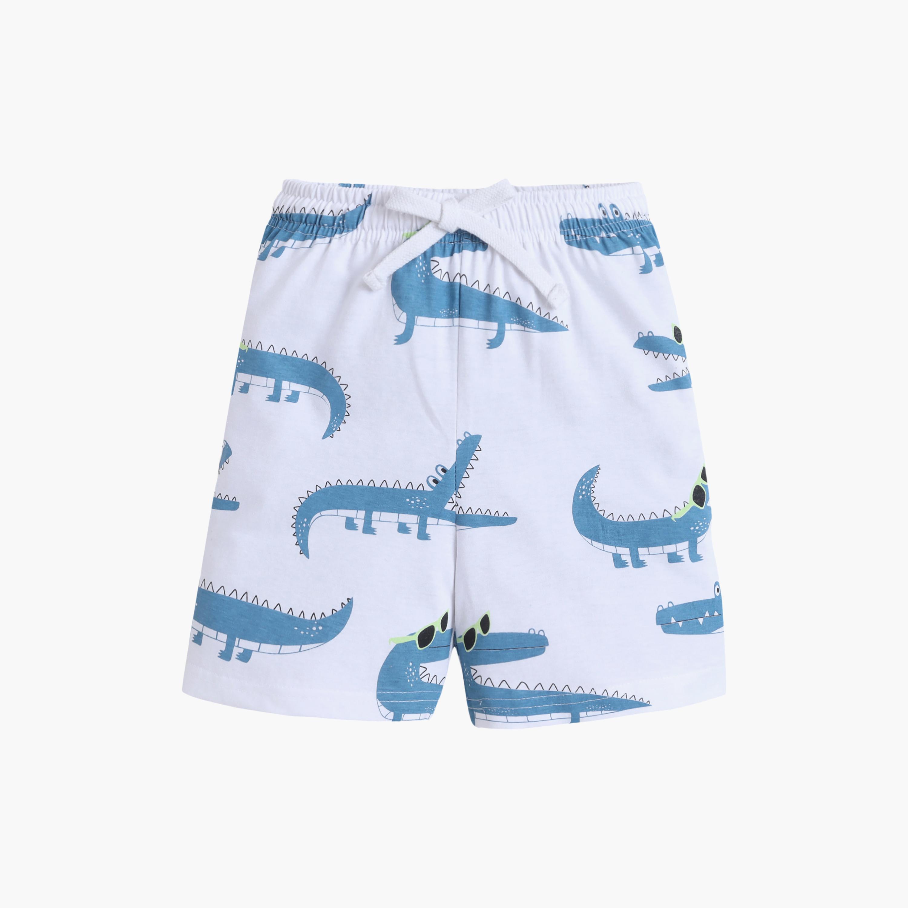 Victor and Jane Crocodile Printed Cotton T-Shirt & Shorts Set-boys-clothing-setsandcoords-image-3