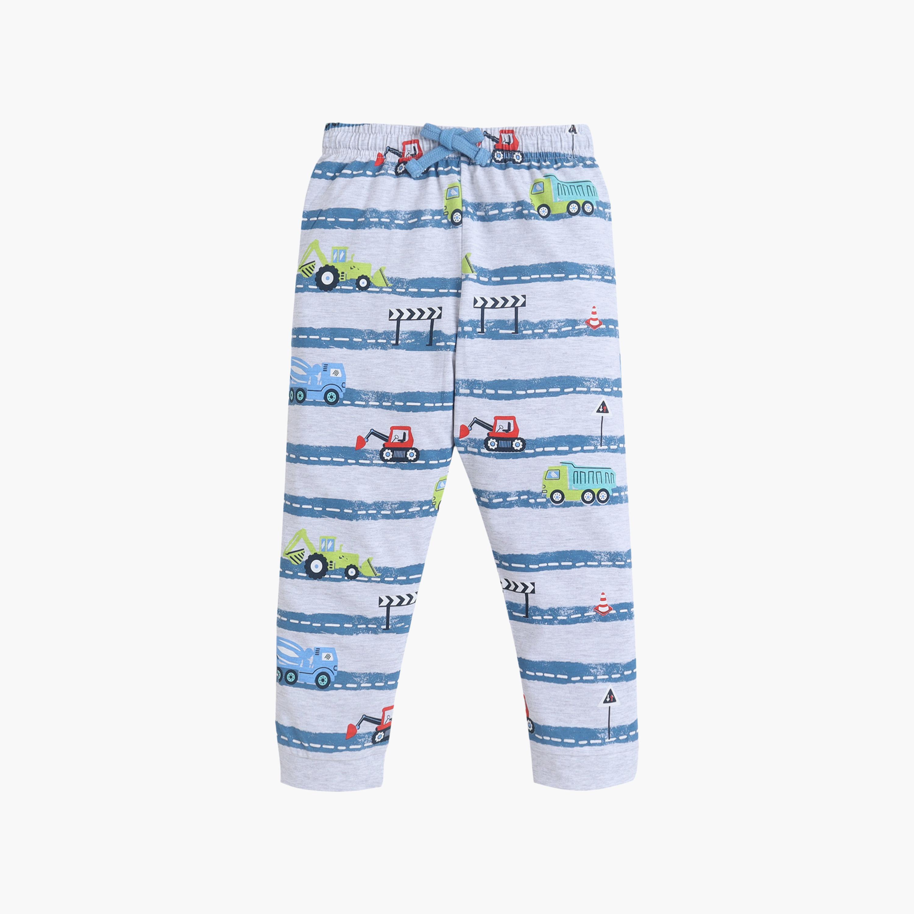 Victor and Jane Car Printed Cotton T-Shirt & Pajama Set-boys-clothing-setsandcoords-image-4
