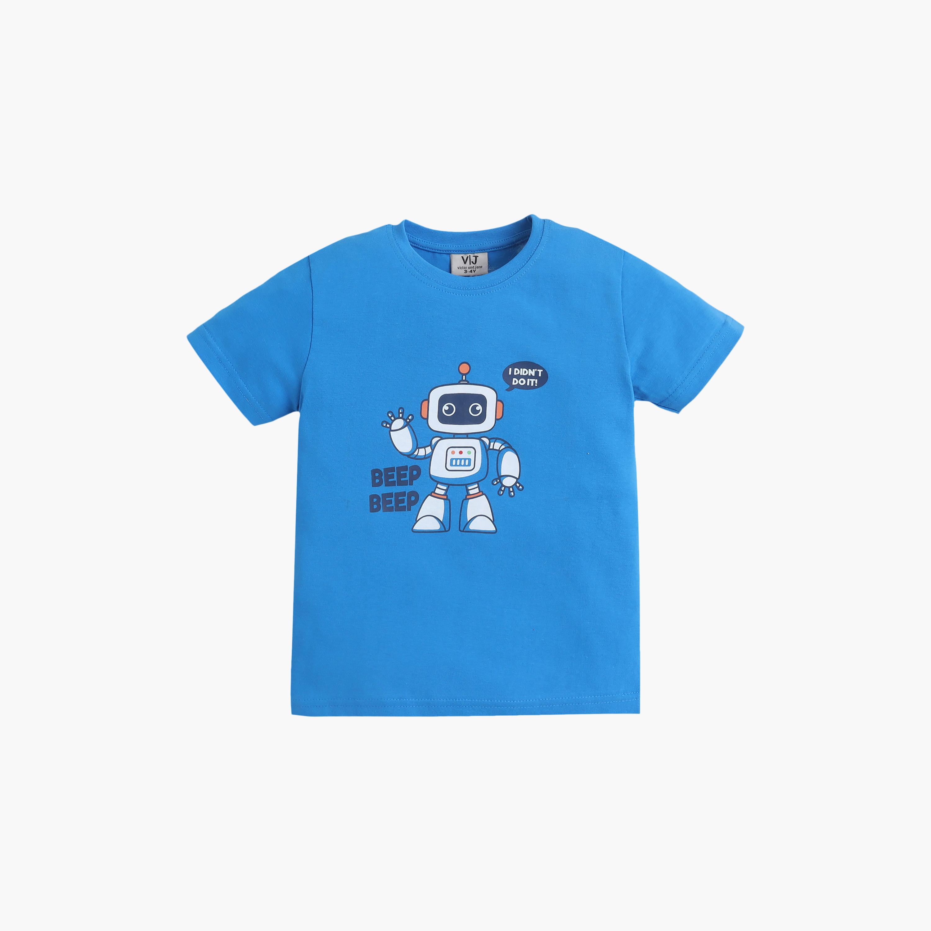Victor and Jane Robot Graphic Cotton T-Shirt & Pajama Set-baby-boys-clothing-setsandcoords-image-3