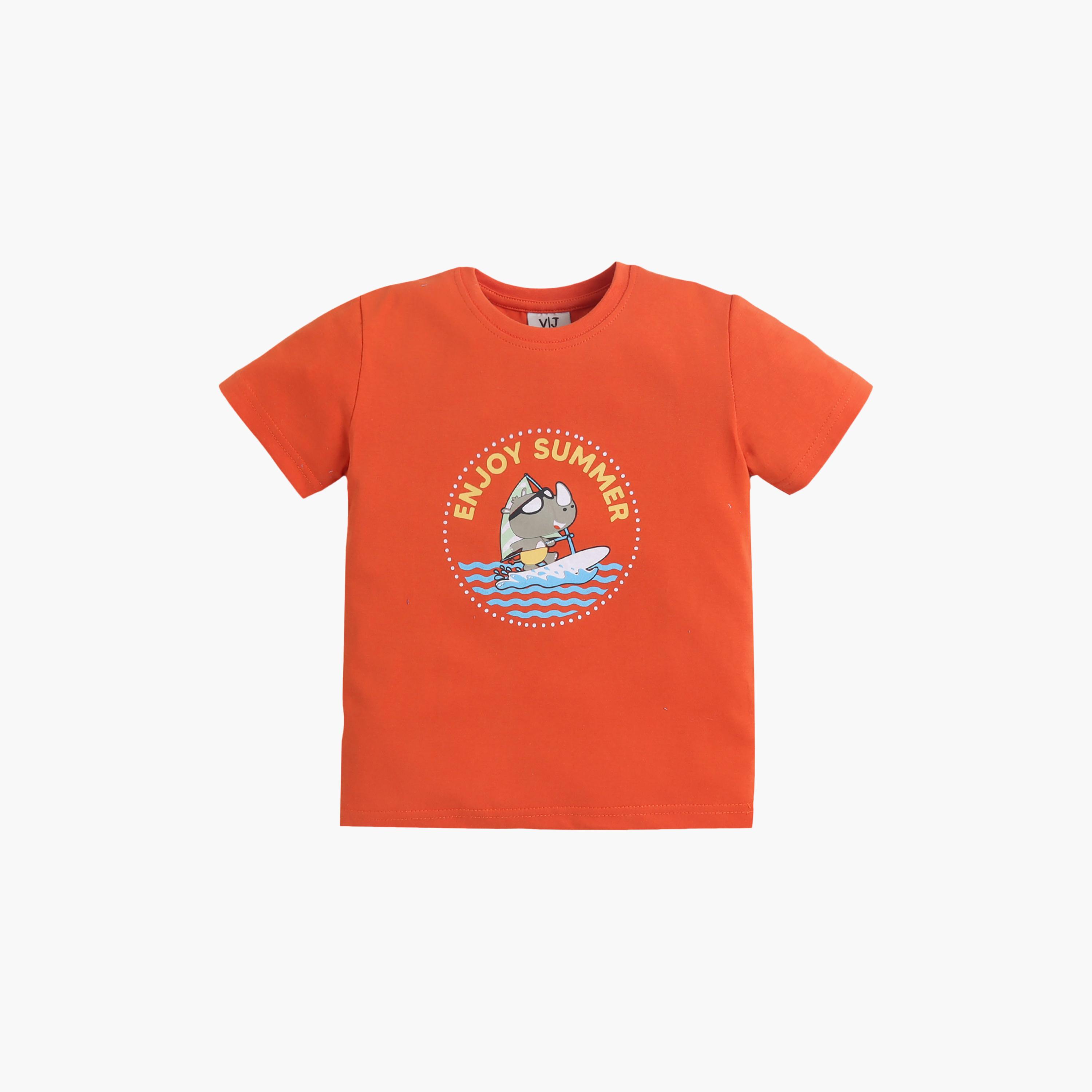 Victor and Jane Enjoy Summer Printed Cotton T-Shirt & Pajama Set-baby-boys-clothing-setsandcoords-image-3