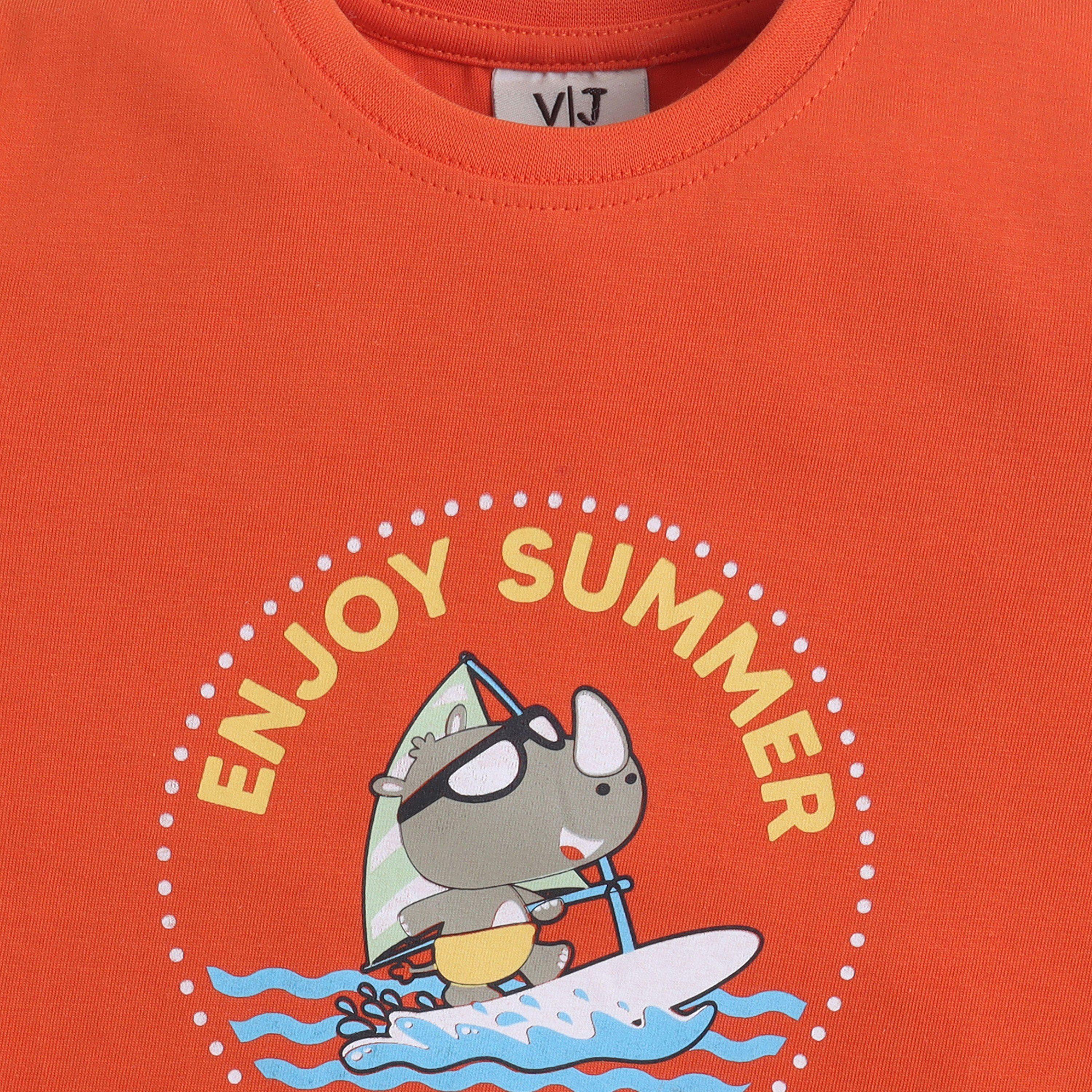 Victor and Jane Enjoy Summer Printed Cotton T-Shirt & Pajama Set-baby-boys-clothing-setsandcoords-image-5