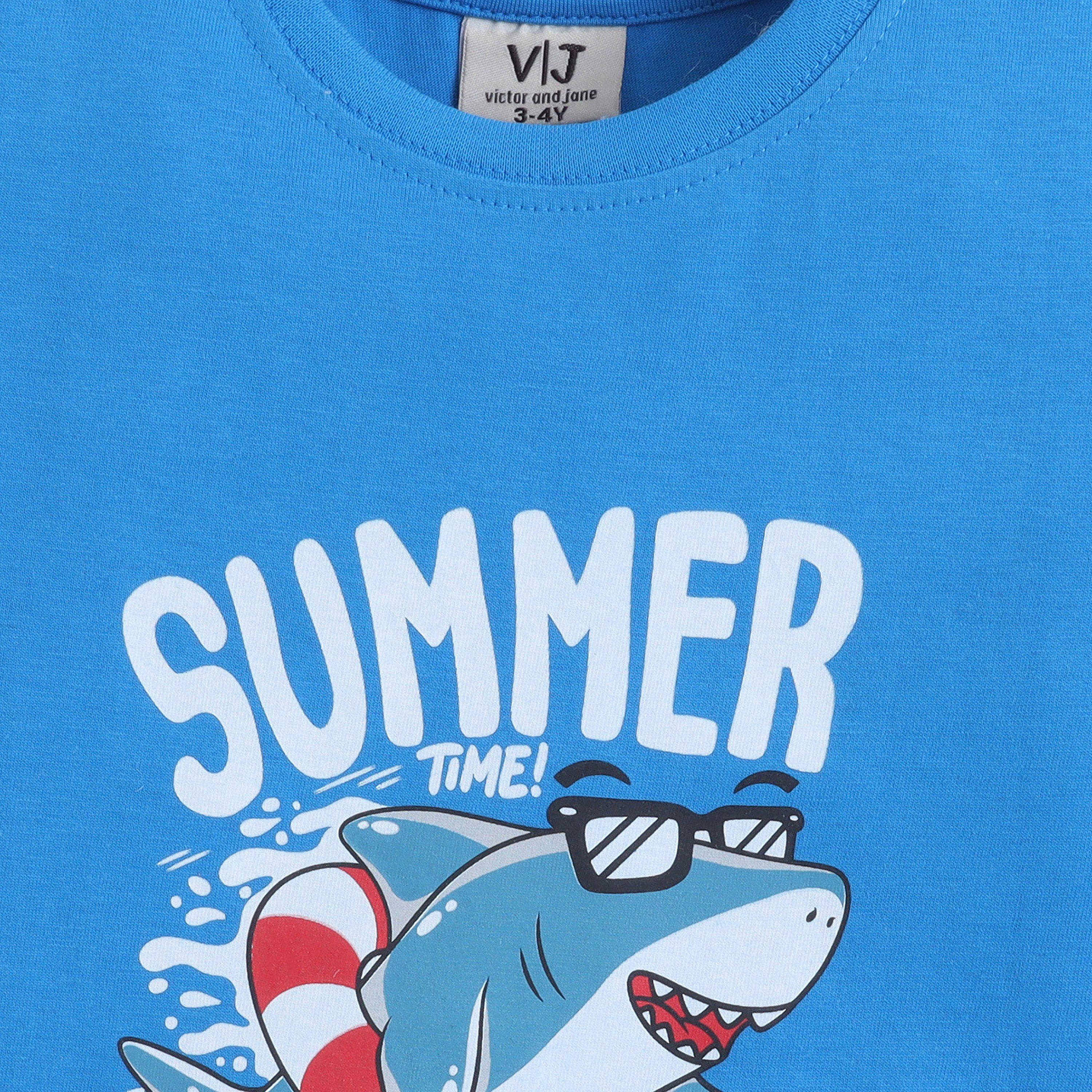 Victor and Jane Summer Printed Cotton T-Shirt & Pajama Set-boys-clothing-setsandcoords-image-5