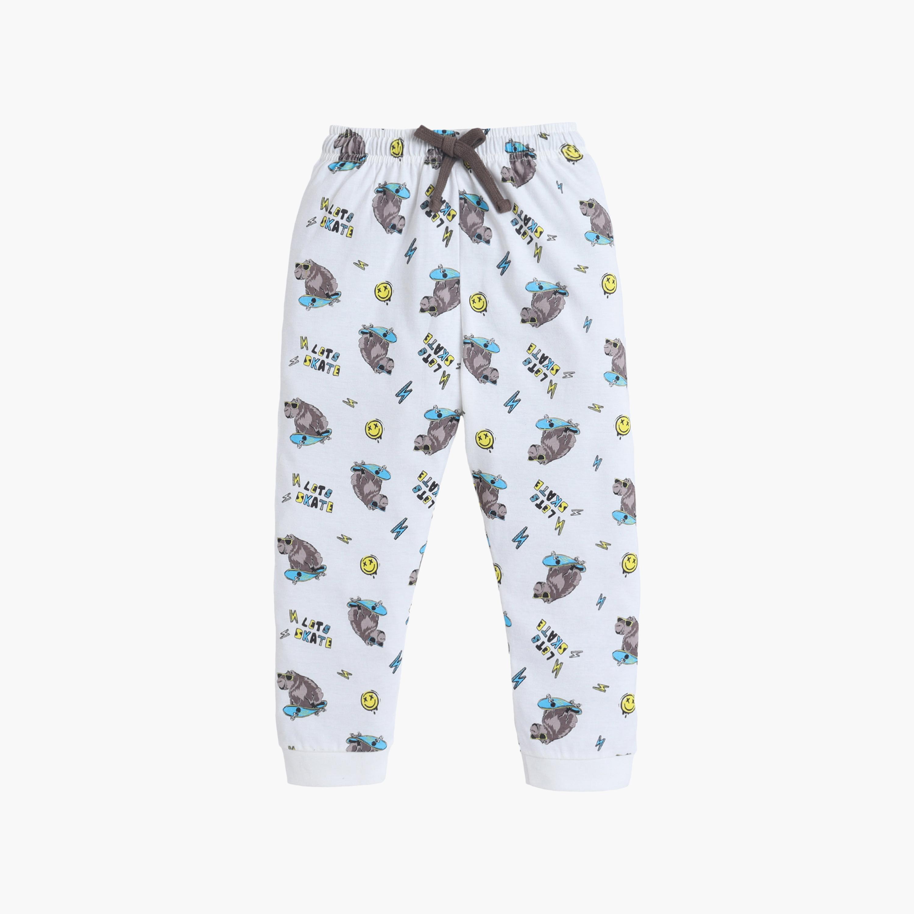 طقم تي شيرت قطني وبيجامة برسومات دب يتزلج من فيكتور آند جين-boys-clothing-setsandcoords-image-3