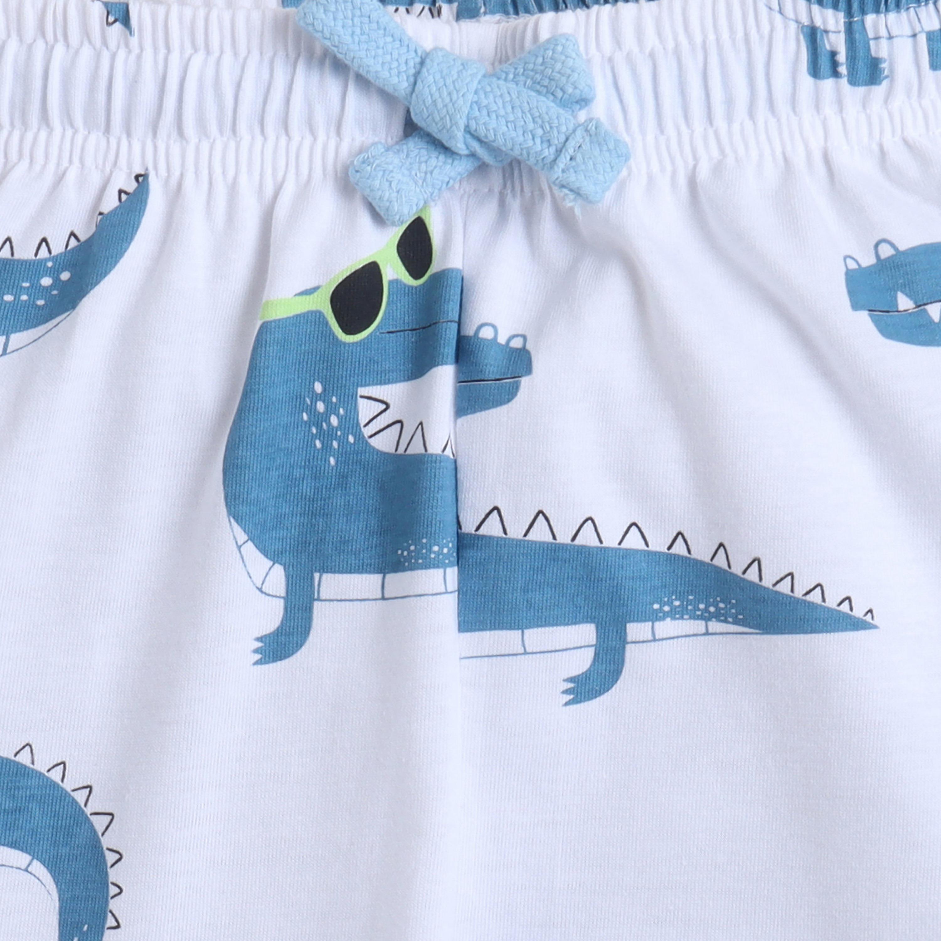 Victor and Jane Crocodile Printed Cotton T-Shirt & Pajama Set-boys-clothing-nightwear-image-7
