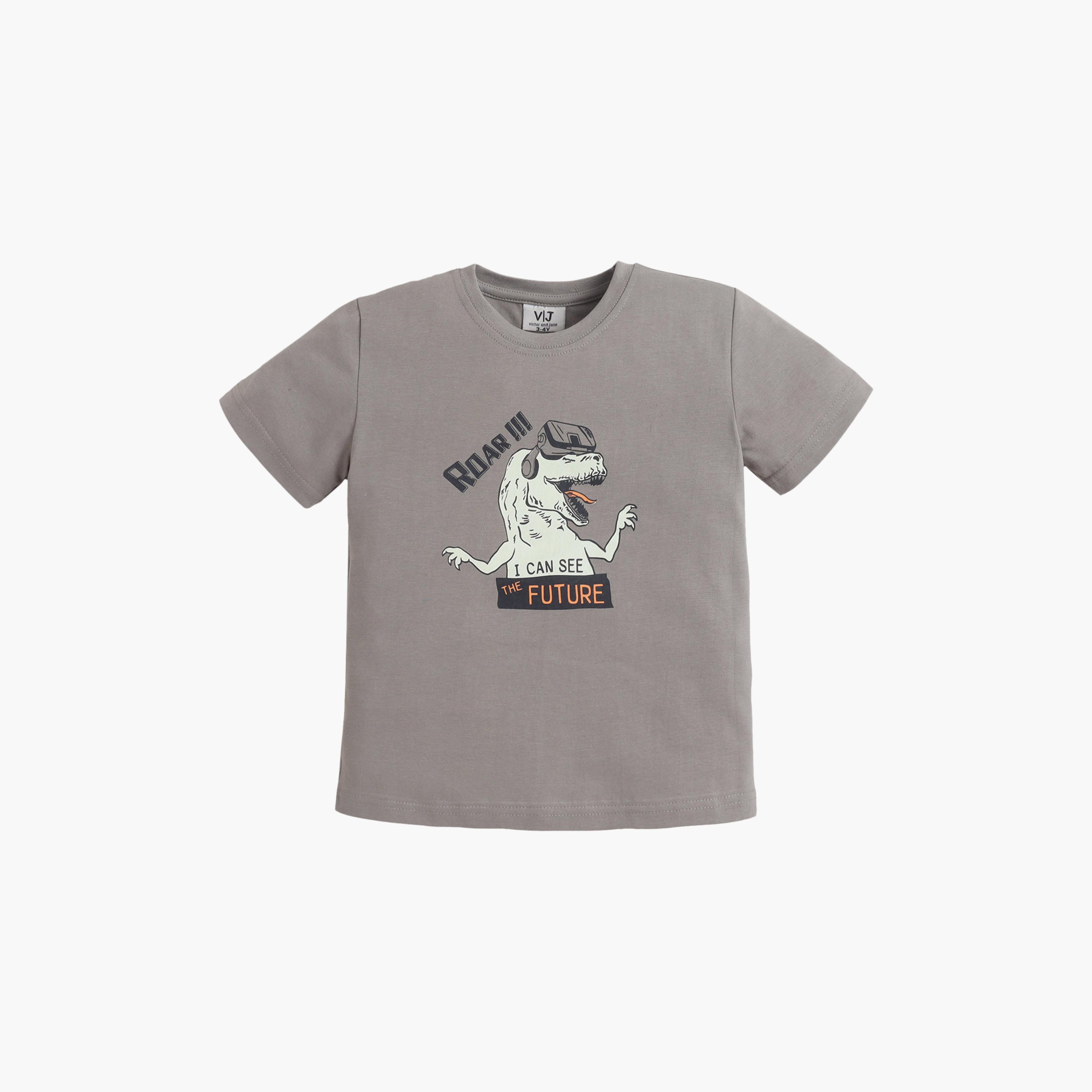 Victor and Jane Dino Graphic Cotton T-Shirt & Pajama Set-boys-clothing-nightwear-image-3