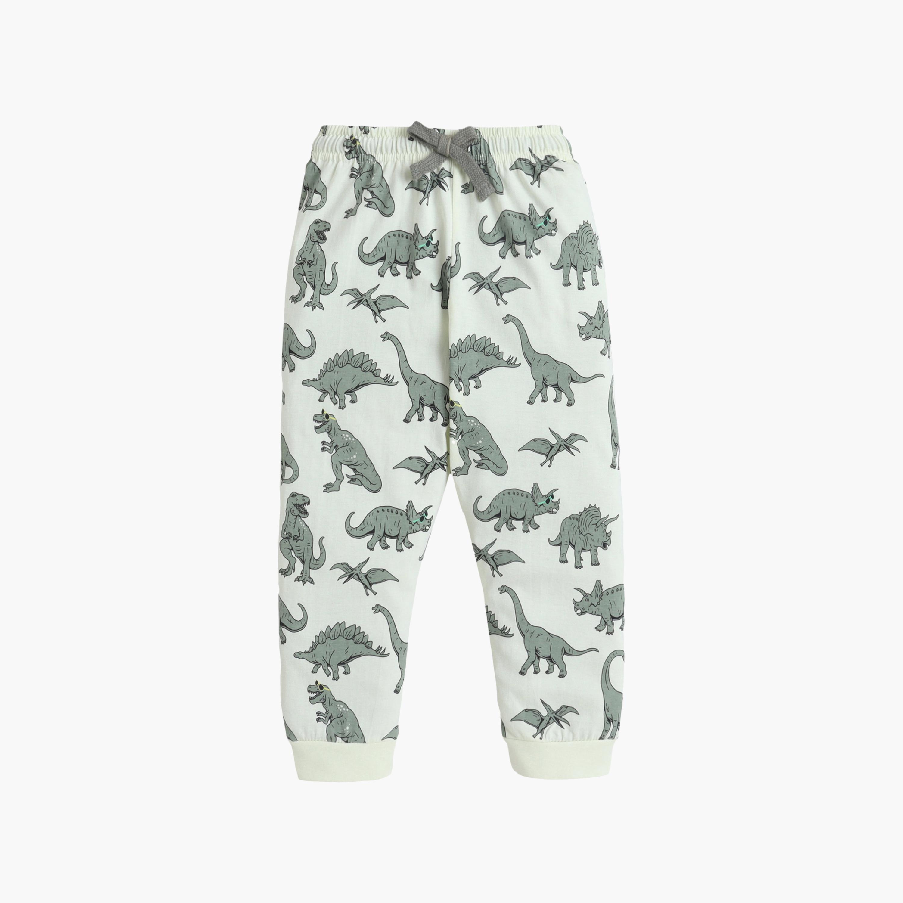 Victor and Jane Dino Graphic Cotton T-Shirt & Pajama Set-boys-clothing-nightwear-image-4