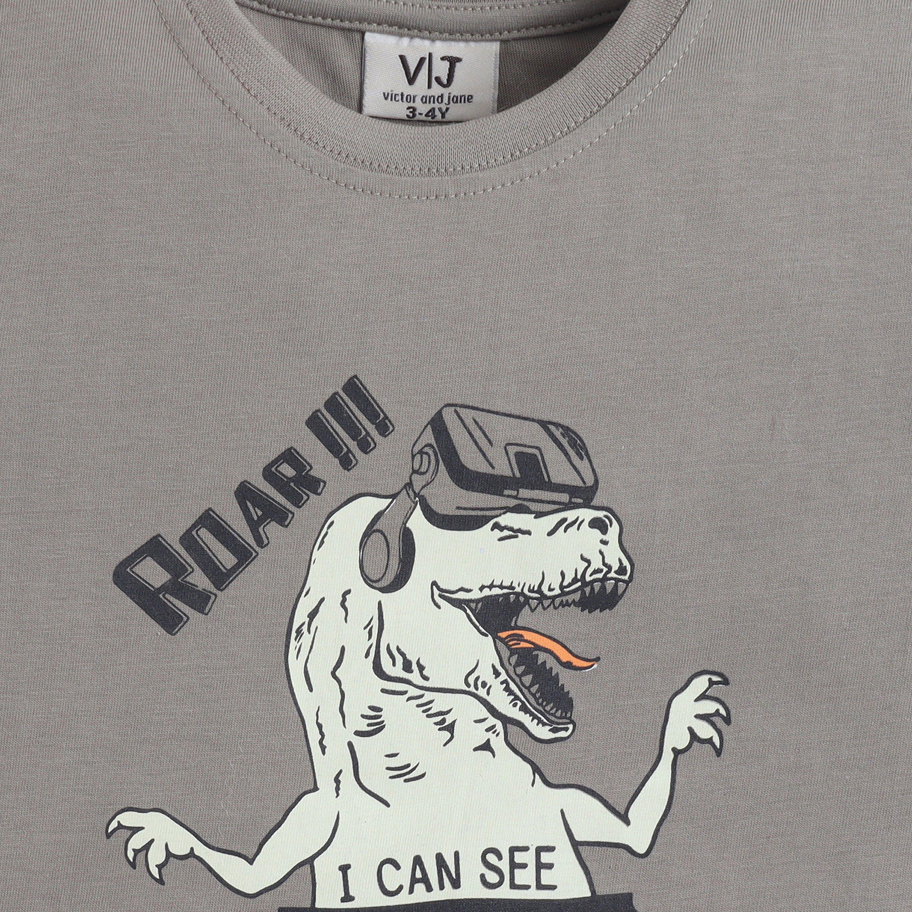Victor and Jane Dino Graphic Cotton T-Shirt & Pajama Set-boys-clothing-nightwear-image-5