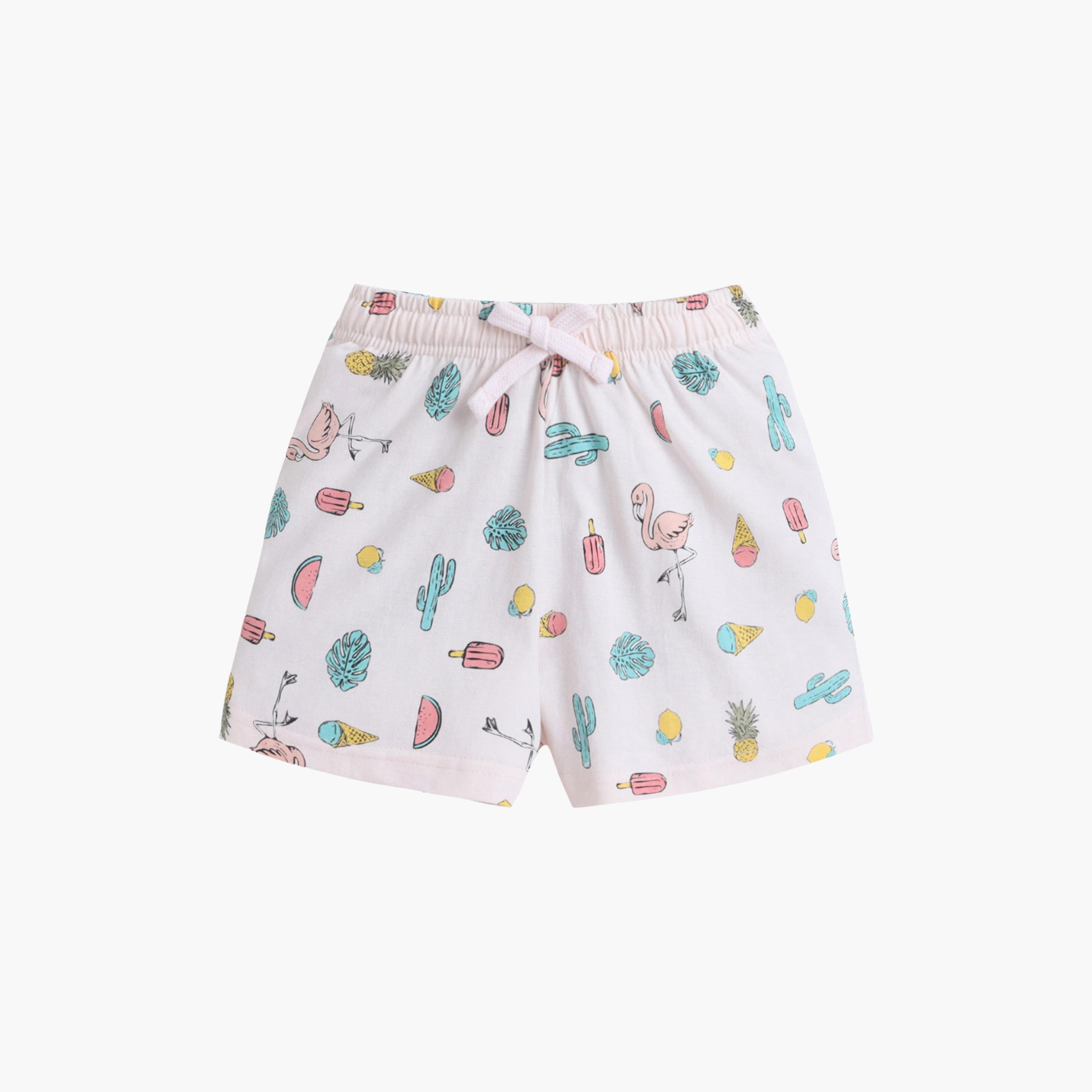 Victor and Jane Summer Vibes Printed Cotton T-Shirt & Shorts Set-girls-clothing-setsandcoords-image-4