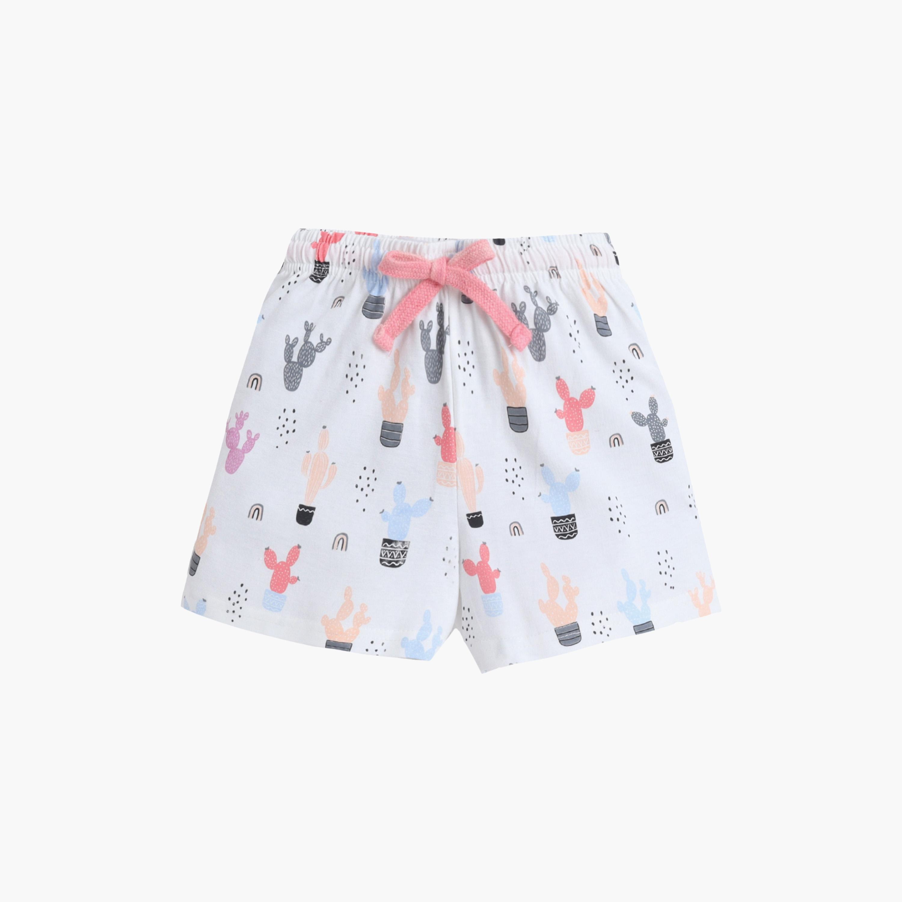 Victor and Jane Cactus Printed Cotton T-Shirt & Shorts Set-girls-clothing-setsandcoords-image-4