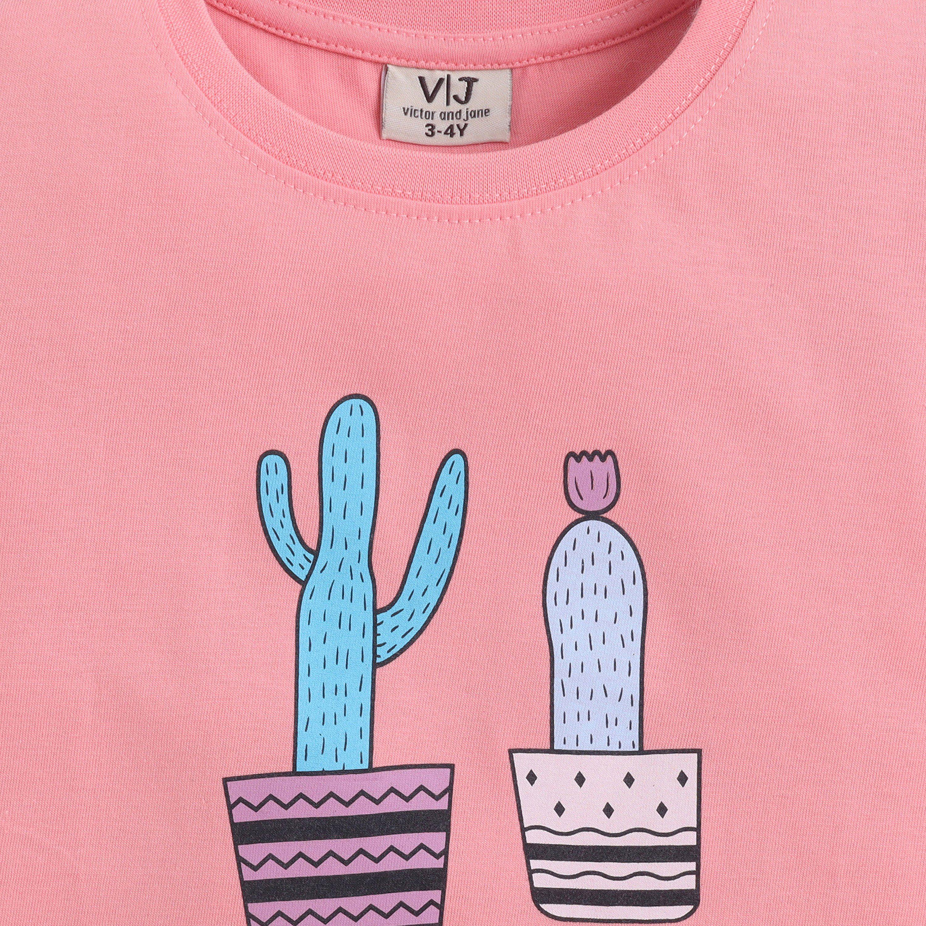 Victor and Jane Cactus Printed Cotton T-Shirt & Shorts Set-girls-clothing-setsandcoords-image-5