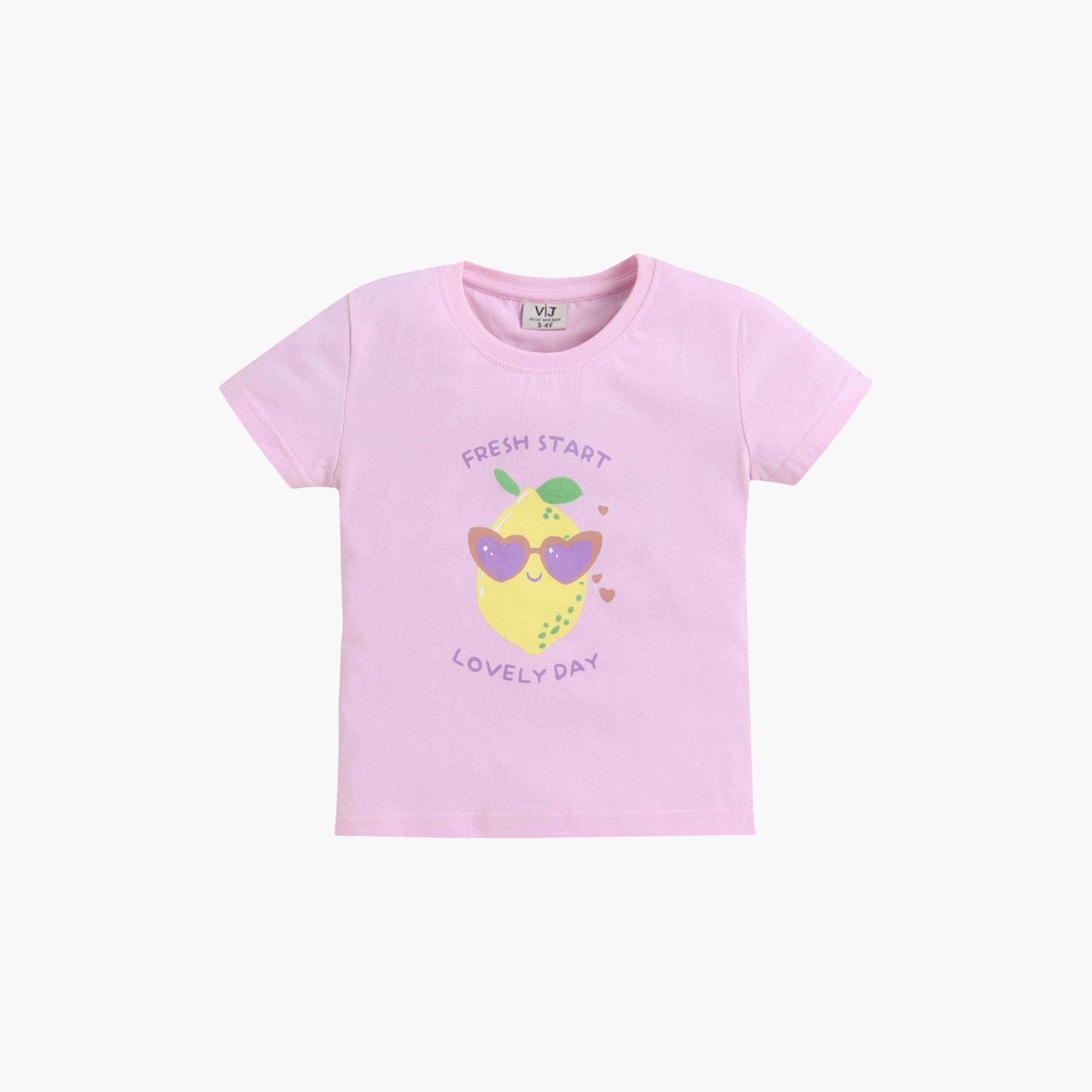 Victor and Jane Lemon Printed Cotton T-Shirt & Shorts Set-baby-girls-clothing-setsandcoords-image-3