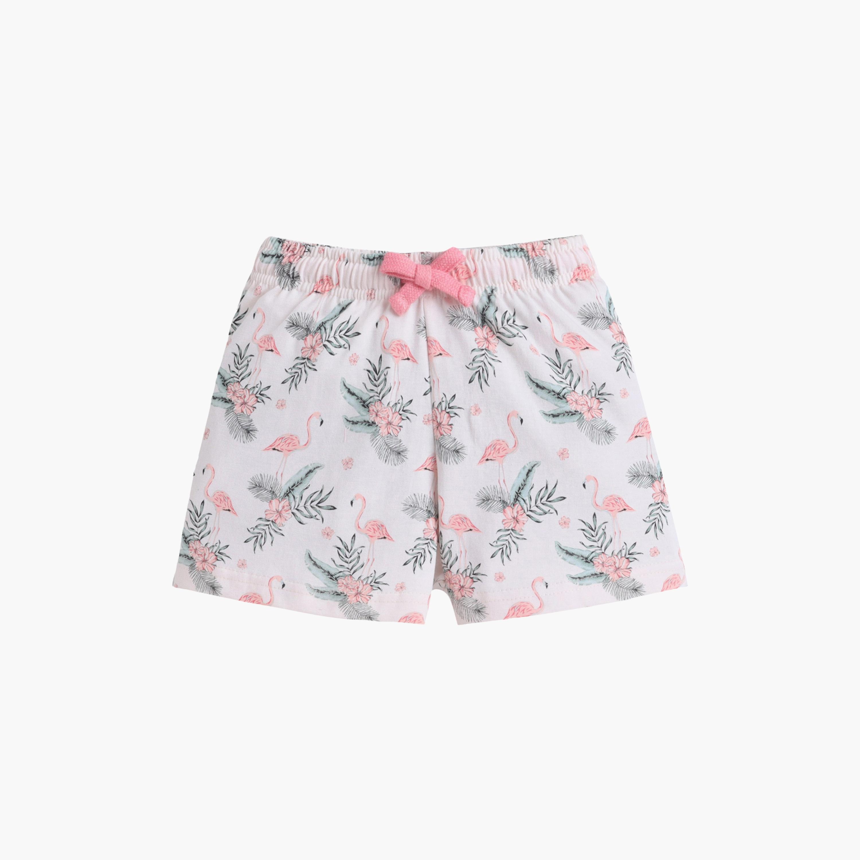 Victor and Jane Flamingo Printed Cotton T-Shirt & Shorts Set-girls-clothing-setsandcoords-image-4