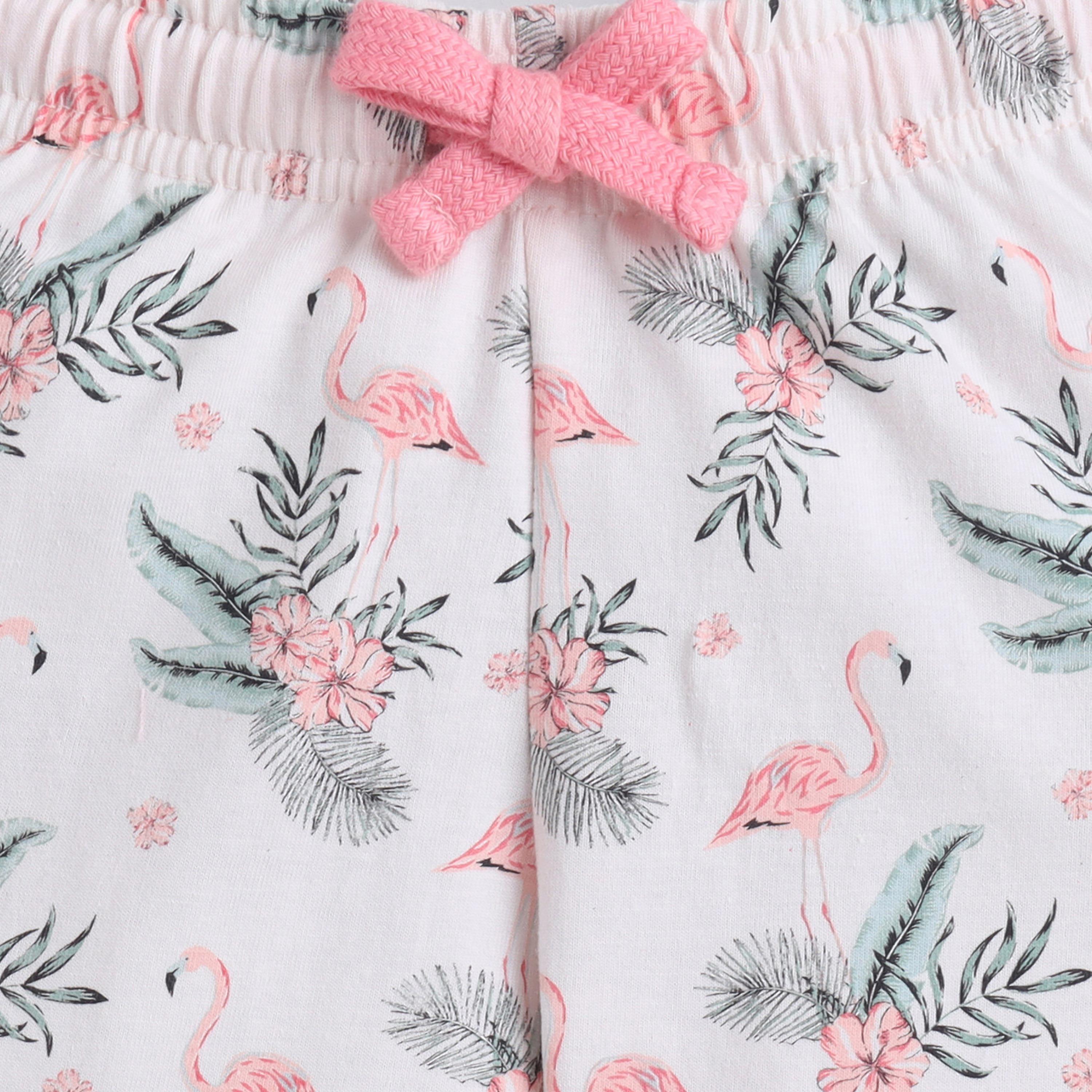 Victor and Jane Flamingo Printed Cotton T-Shirt & Shorts Set-girls-clothing-setsandcoords-image-5