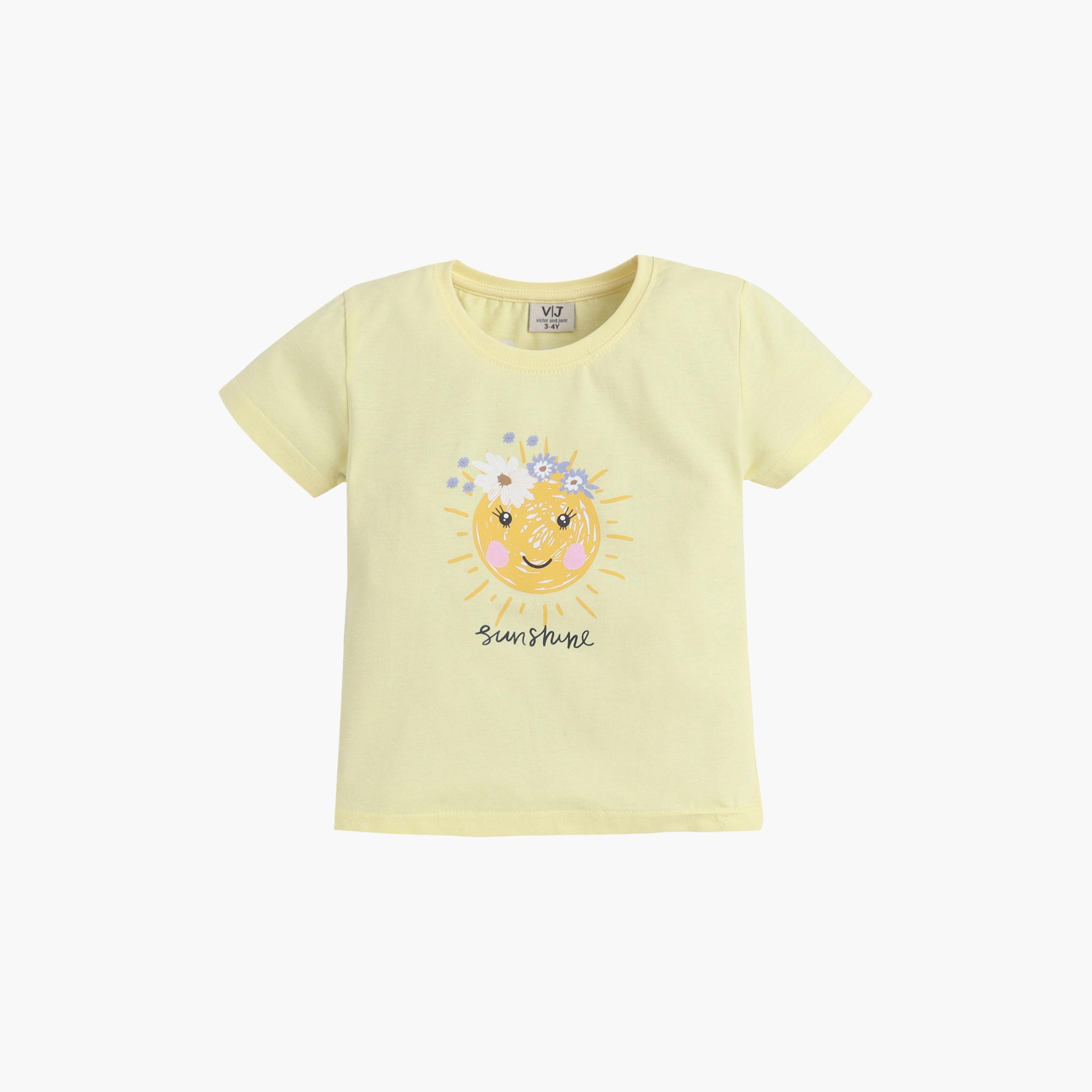 Victor and Jane Sunshine Printed Cotton T-Shirt & Shorts Set-girls-clothing-setsandcoords-image-3