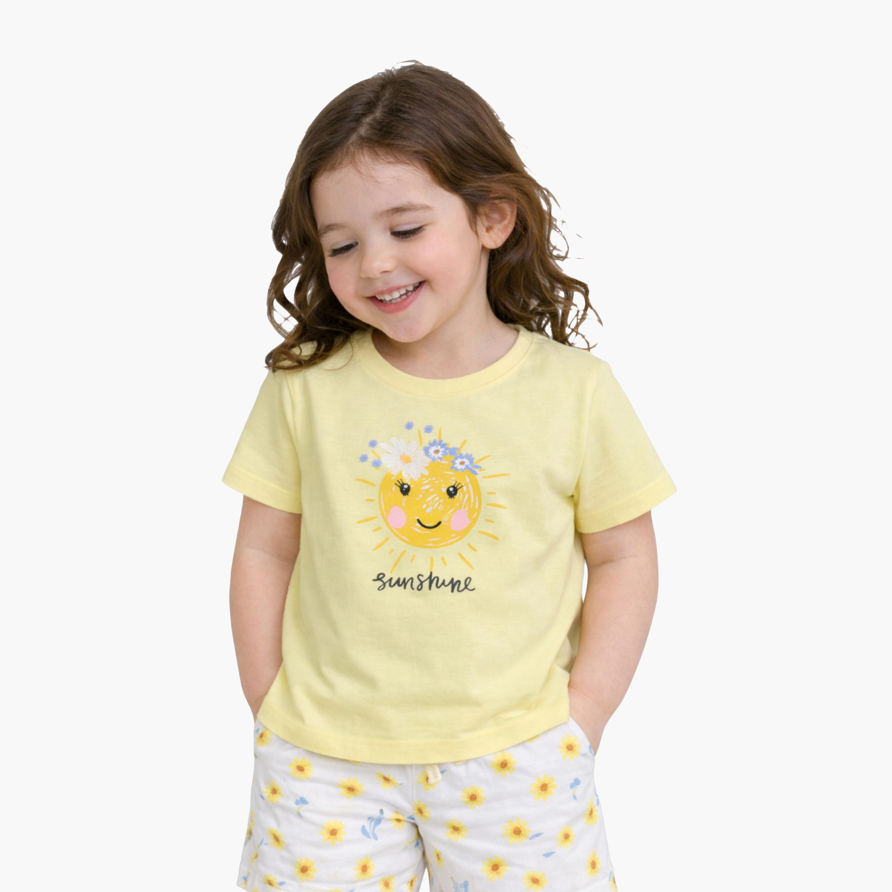 Victor and Jane Sunshine Printed Cotton T-Shirt & Shorts Set-girls-clothing-setsandcoords-image-5