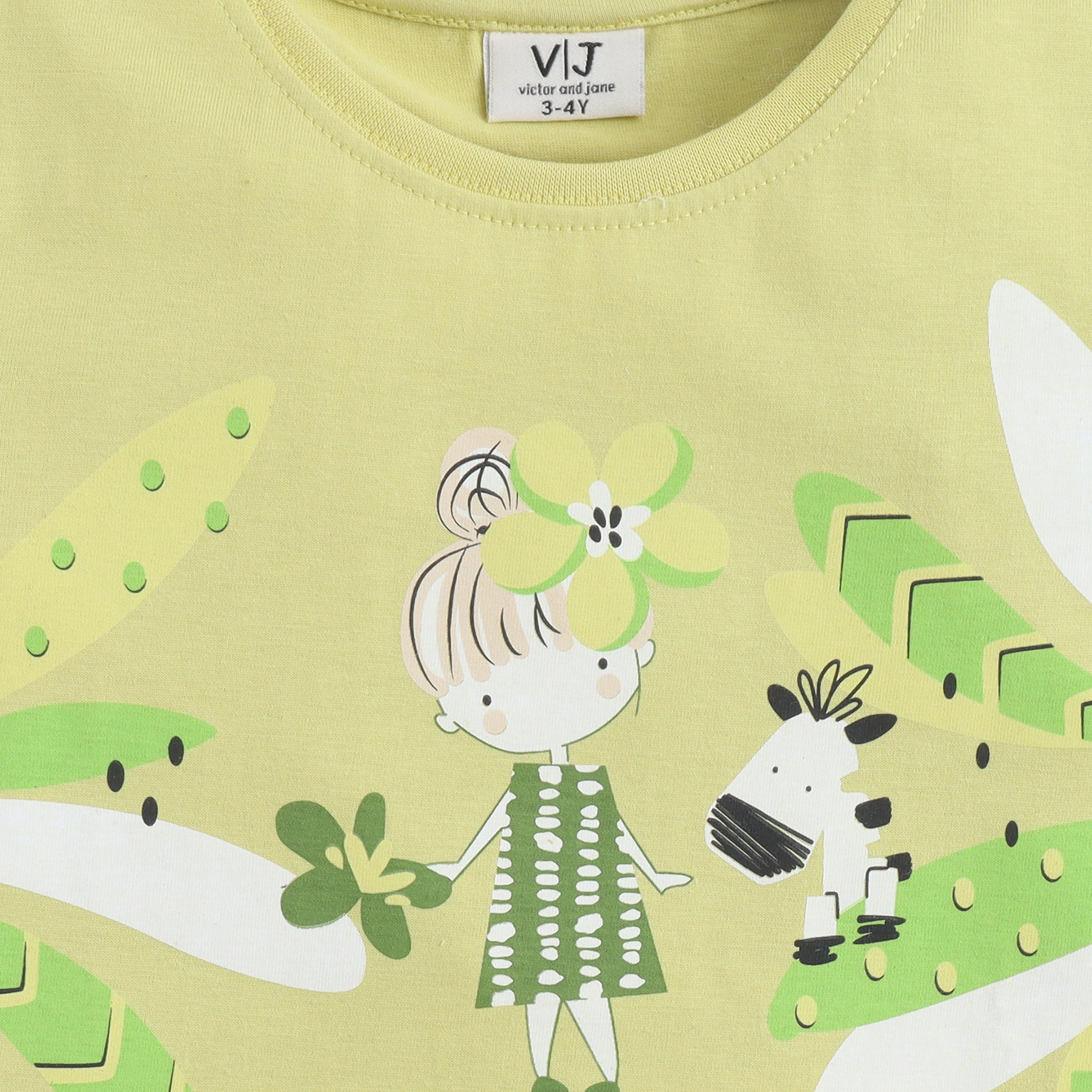طقم تي شيرت قطني وشورت بطبعة من الطبيعة من فيكتور آند جين-baby-girls-clothing-setsandcoords-image-5