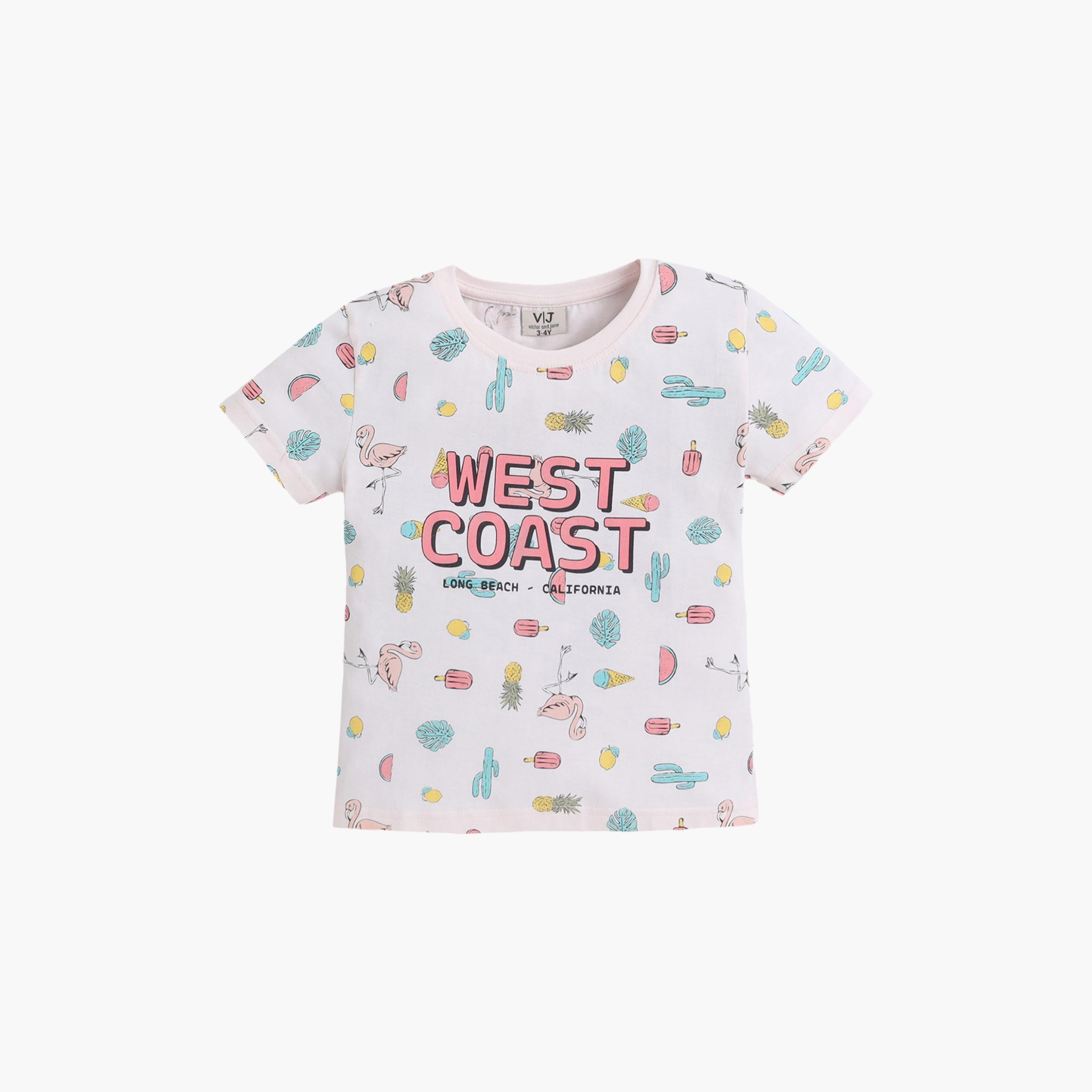 طقم تي شيرت قطني وشورت بطبعة "West Coast" من فيكتور آند جين-baby-girls-clothing-setsandcoords-image-3