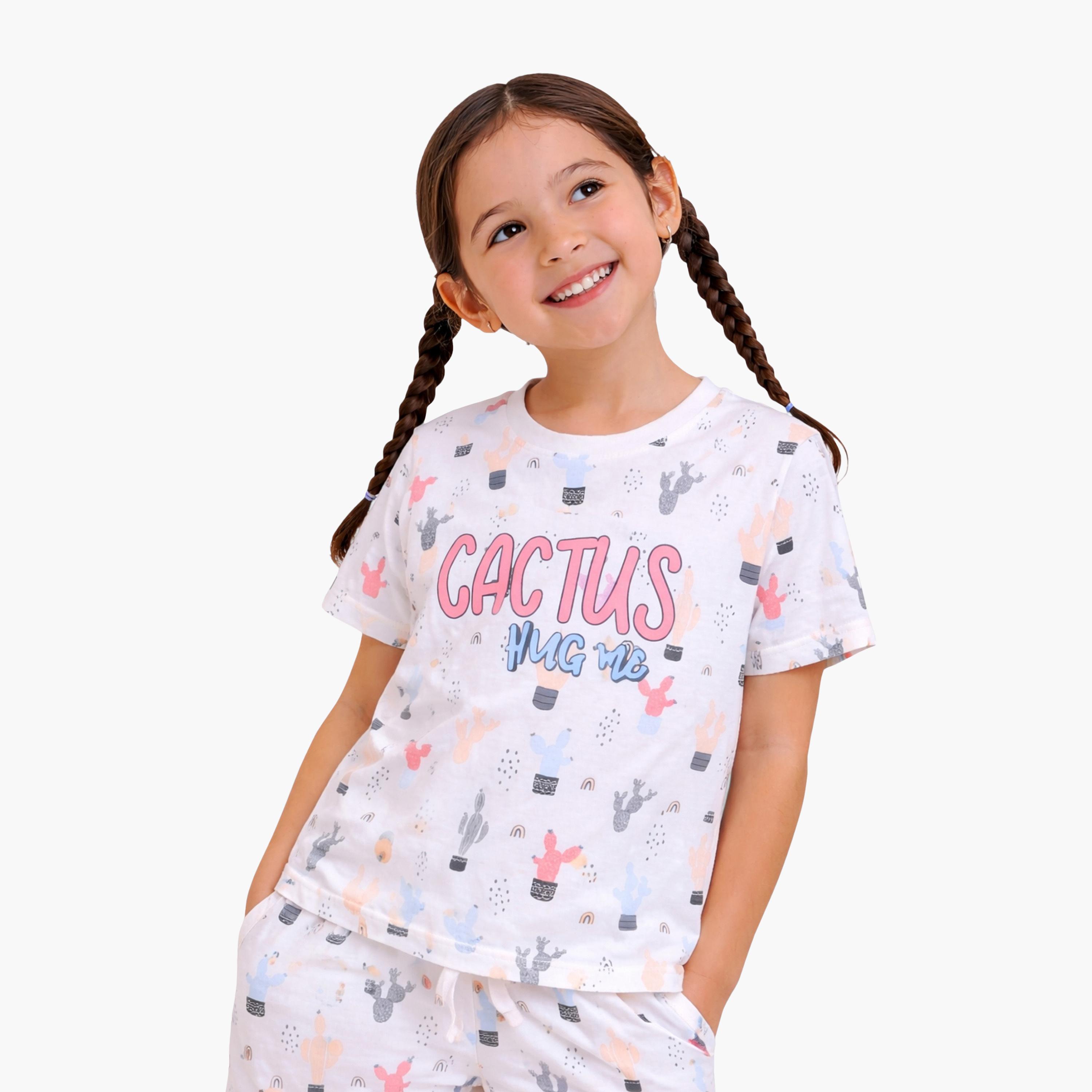 Victor and Jane Cactus Print Cotton T-Shirt & Shorts Set-girls-clothing-setsandcoords-image-5
