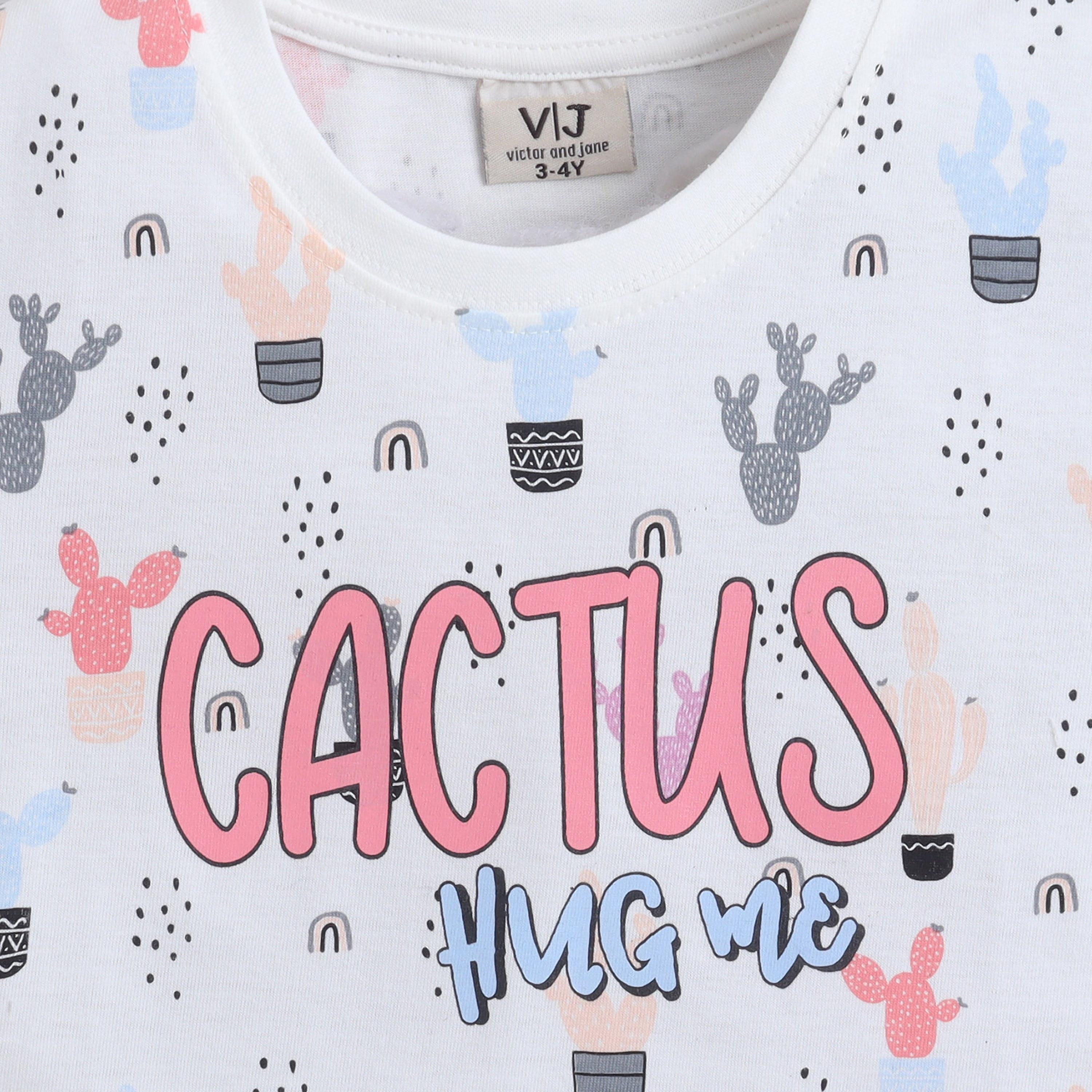 Victor and Jane Cactus Print Cotton T-Shirt & Shorts Set-girls-clothing-setsandcoords-image-6