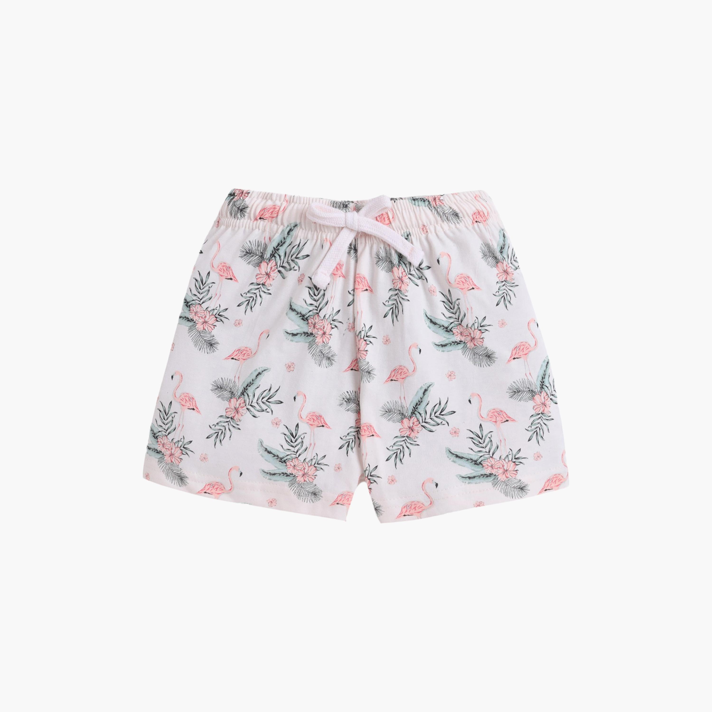 Victor and Jane Flamingo Printed Cotton T-Shirt & Shorts Set-baby-girls-clothing-setsandcoords-image-4