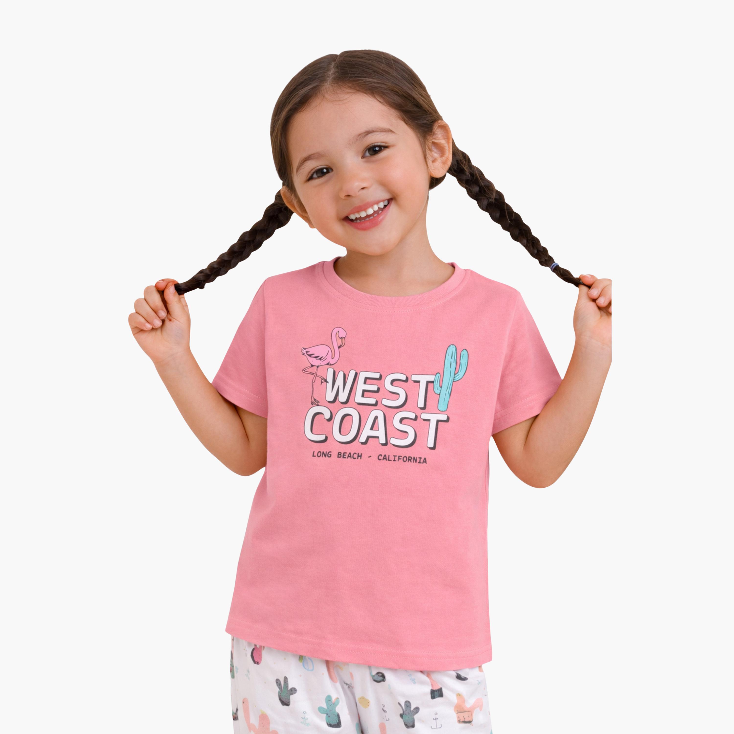 Victor and Jane West Coast Printed Cotton T-Shirt & Pajama Set-girls-clothing-setsandcoords-image-5