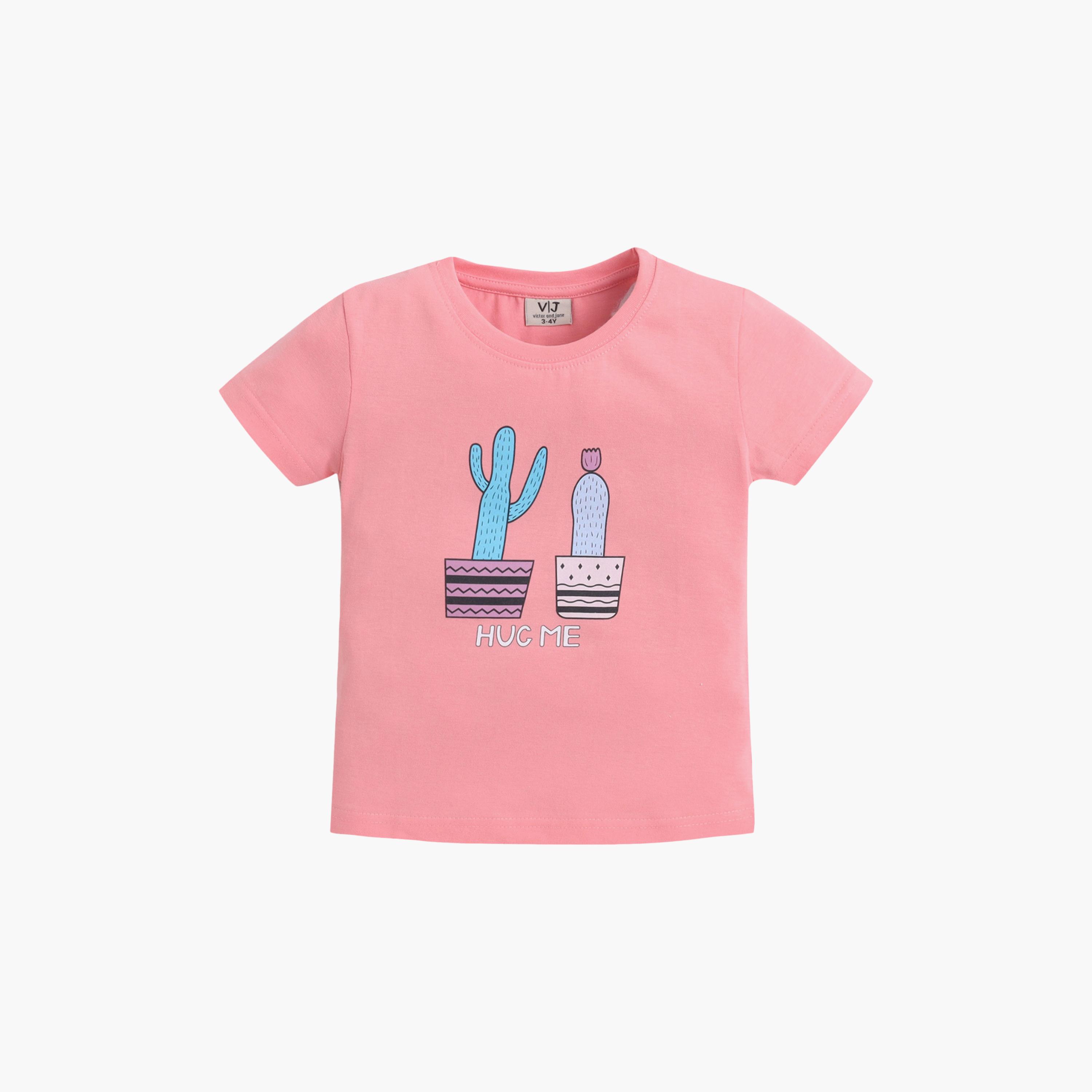 طقم تي شيرت قطني وبيجامة بطبعة صبار من فيكتور آند جين-baby-girls-clothing-setsandcoords-image-3