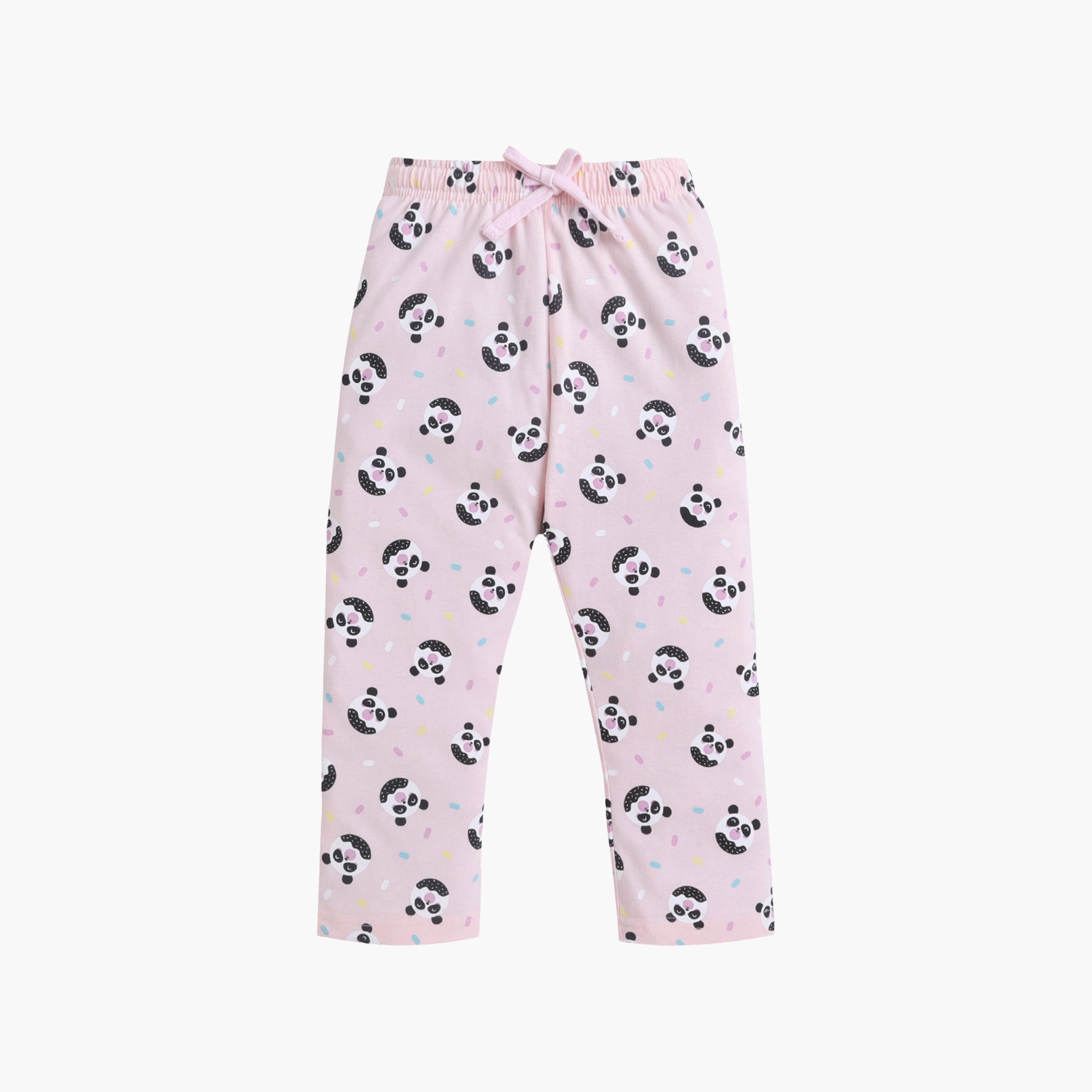 Victor and Jane Panda Printed Cotton T-Shirt & Pajama Set-girls-clothing-setsandcoords-image-4