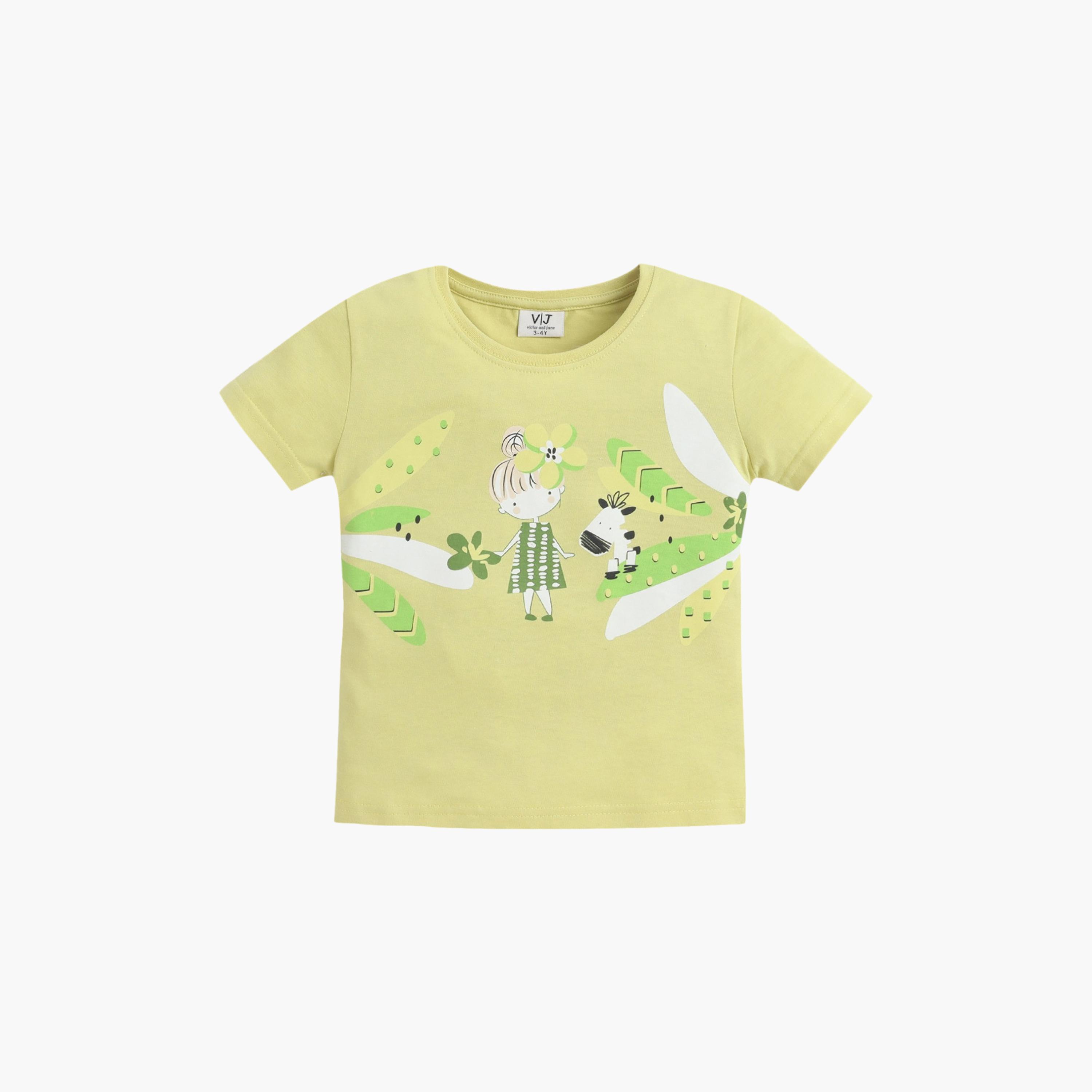 Victor and Jane Nature Printed Cotton T-Shirt & Pajama Set-girls-clothing-setsandcoords-image-3