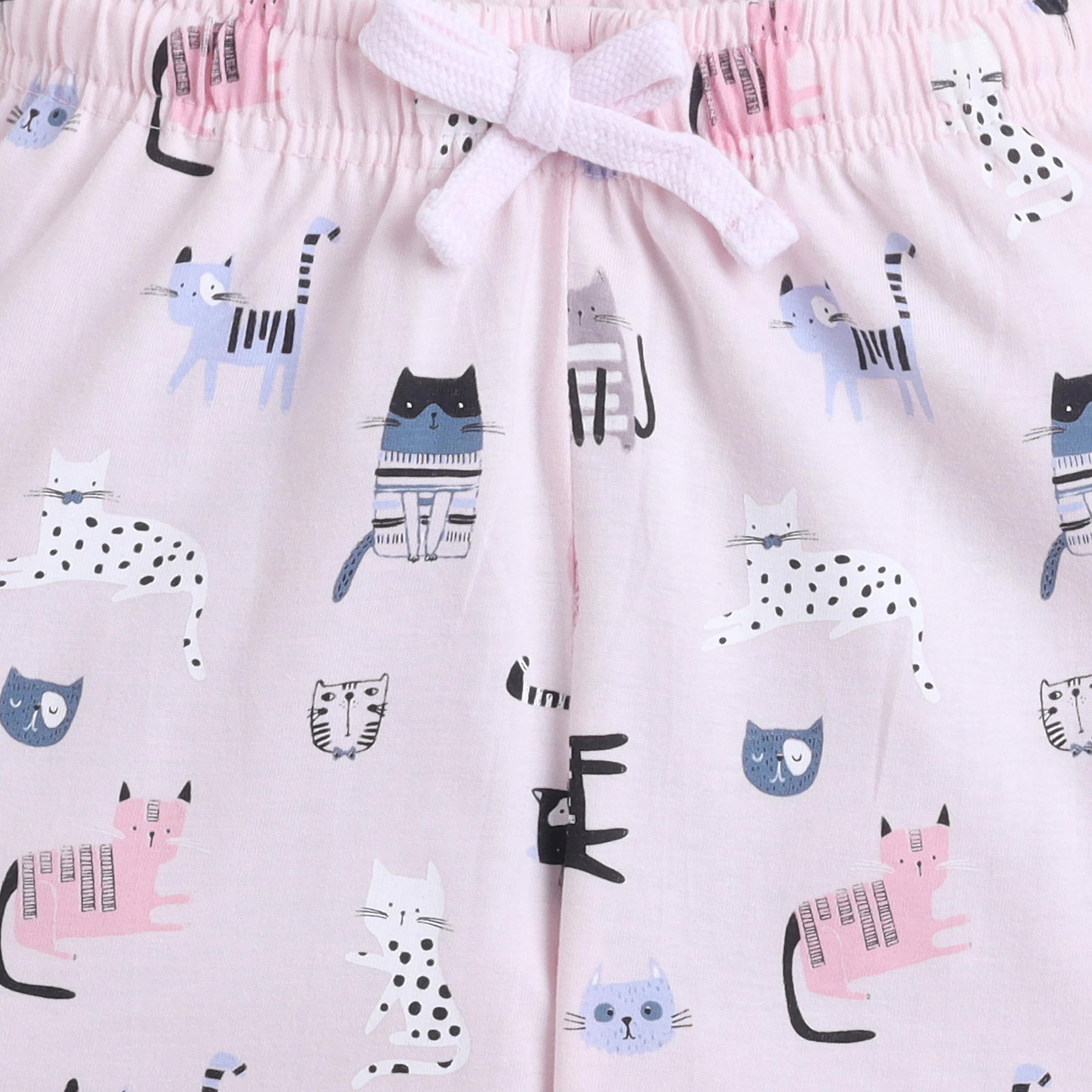 Victor and Jane Cat Printed Cotton T-Shirt & Pajama Set-girls-clothing-setsandcoords-image-7
