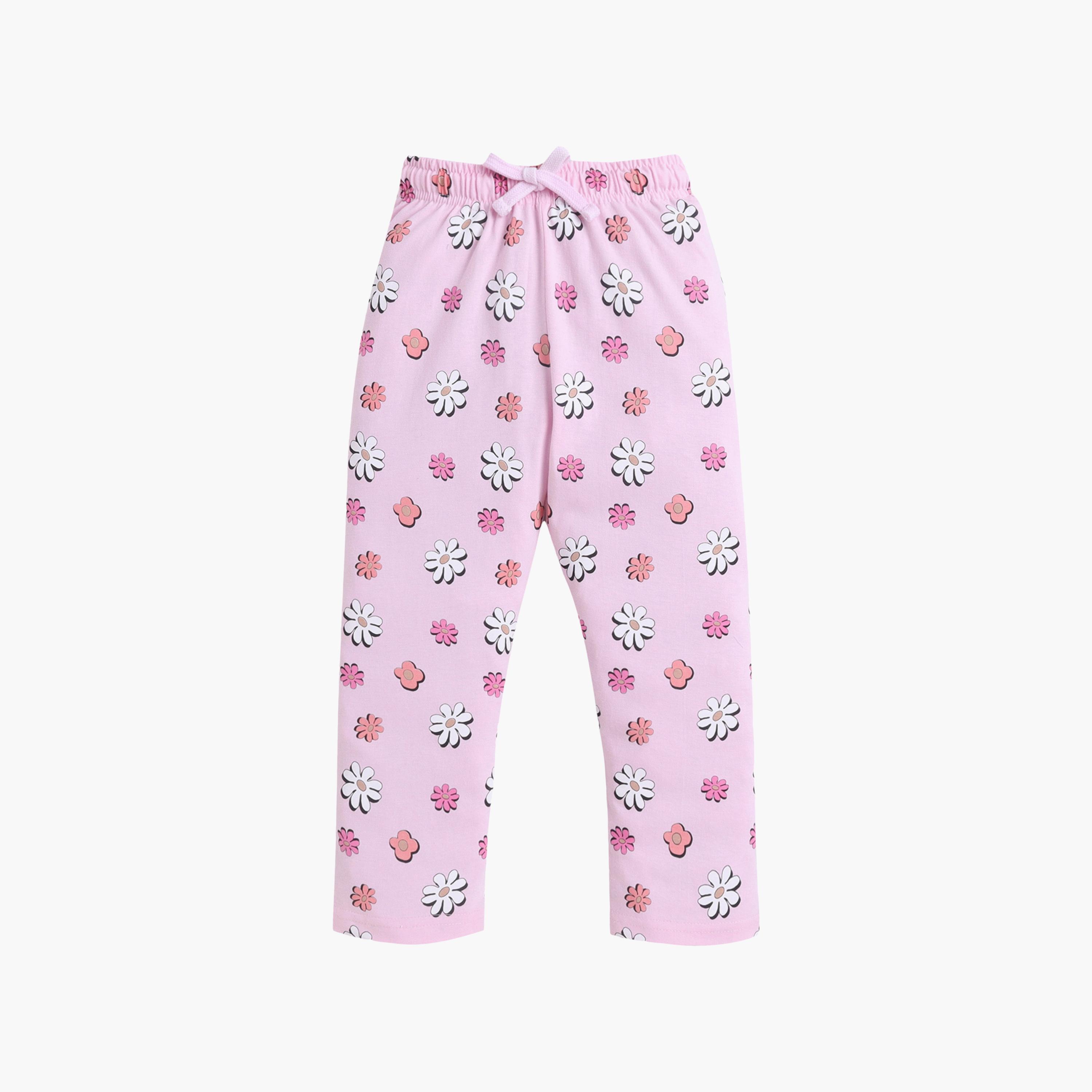 Victor and Jane Floral Printed Cotton T-Shirt & Pajama Set-baby-girls-clothing-setsandcoords-image-4