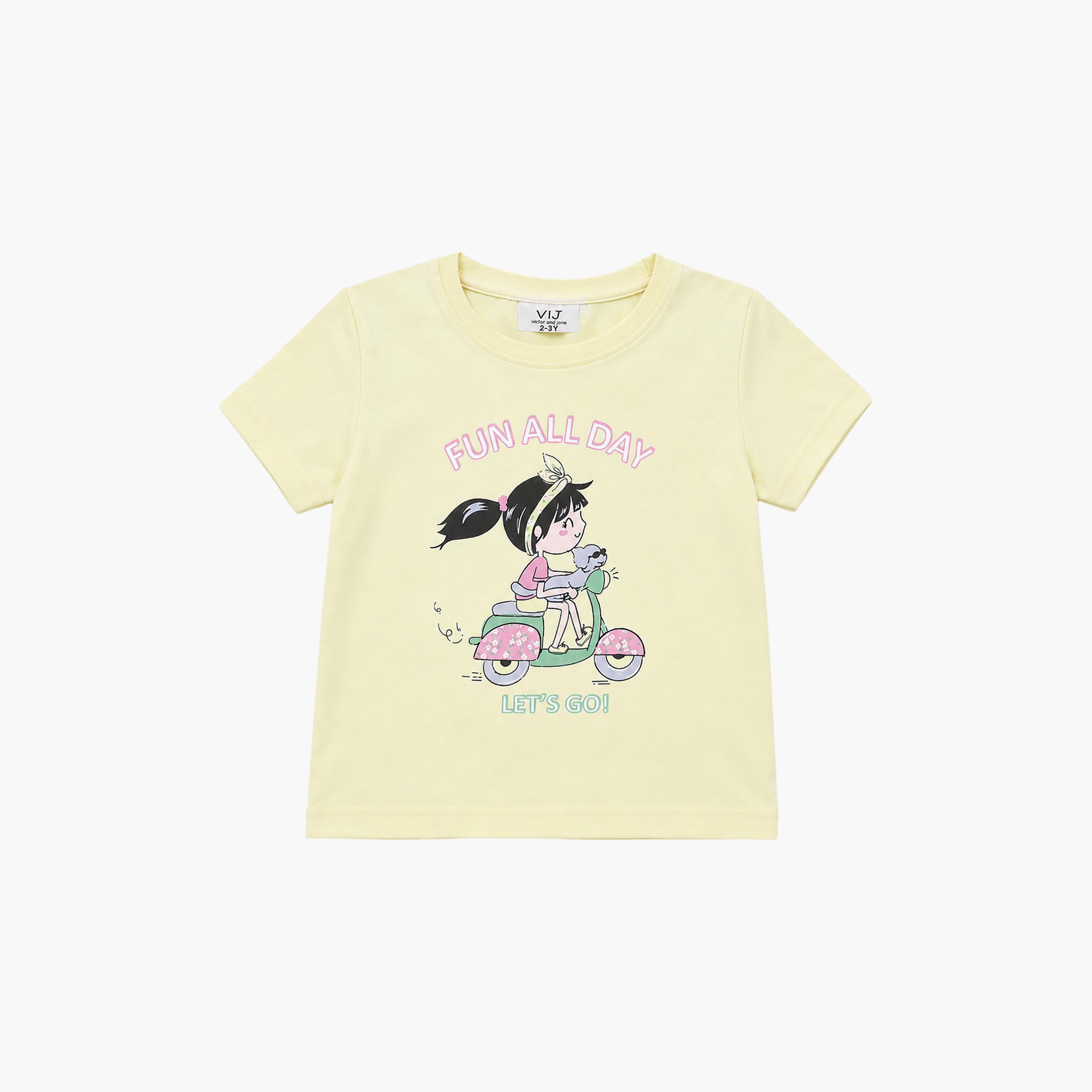 Victor and Jane Shorts Sleeves Graphic T-Shirt & Pajama Set-baby-girls-clothing-setsandcoords-image-6