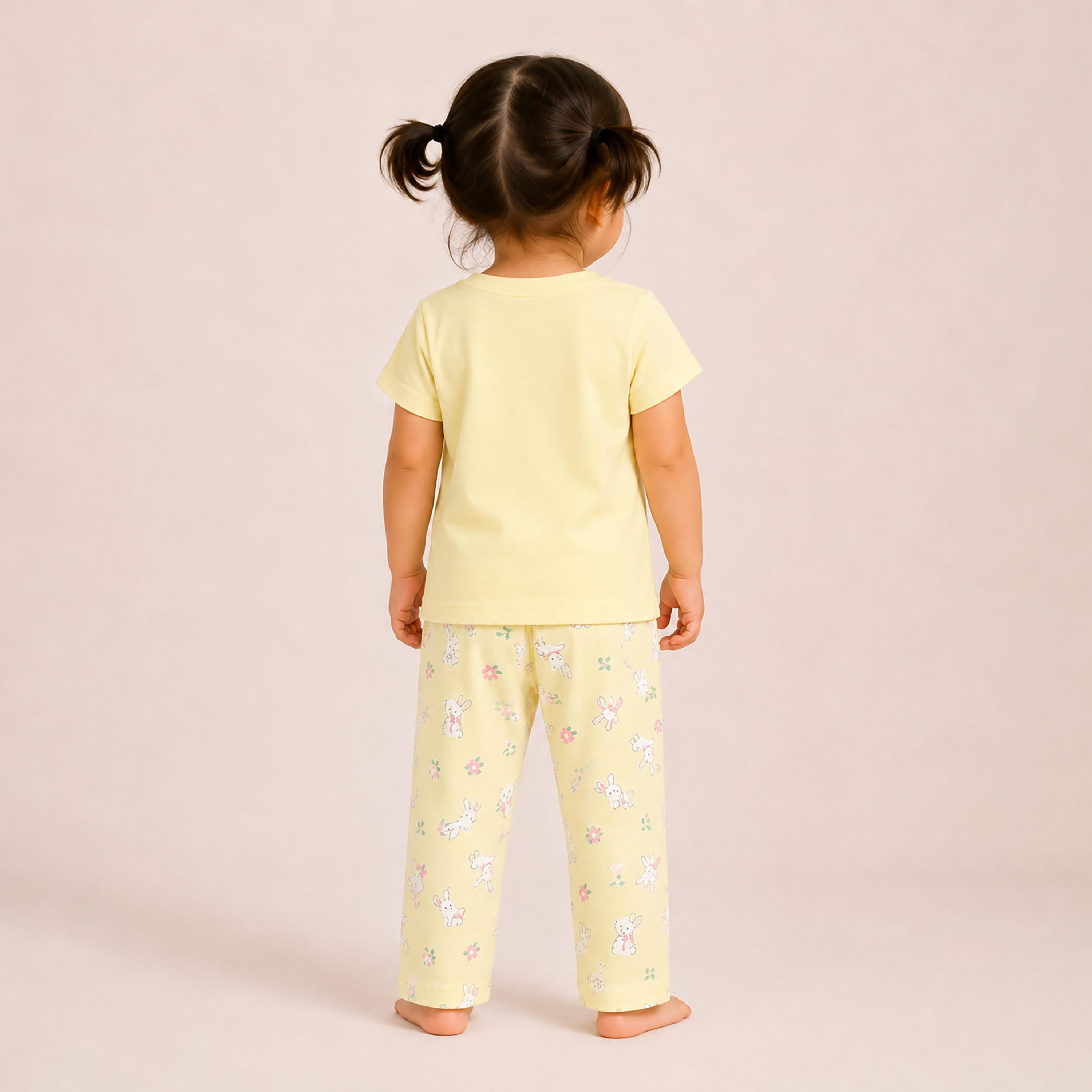 Victor and Jane Shorts Sleeves Printed T-Shirt & Pajama Set-baby-girls-clothing-setsandcoords-image-3