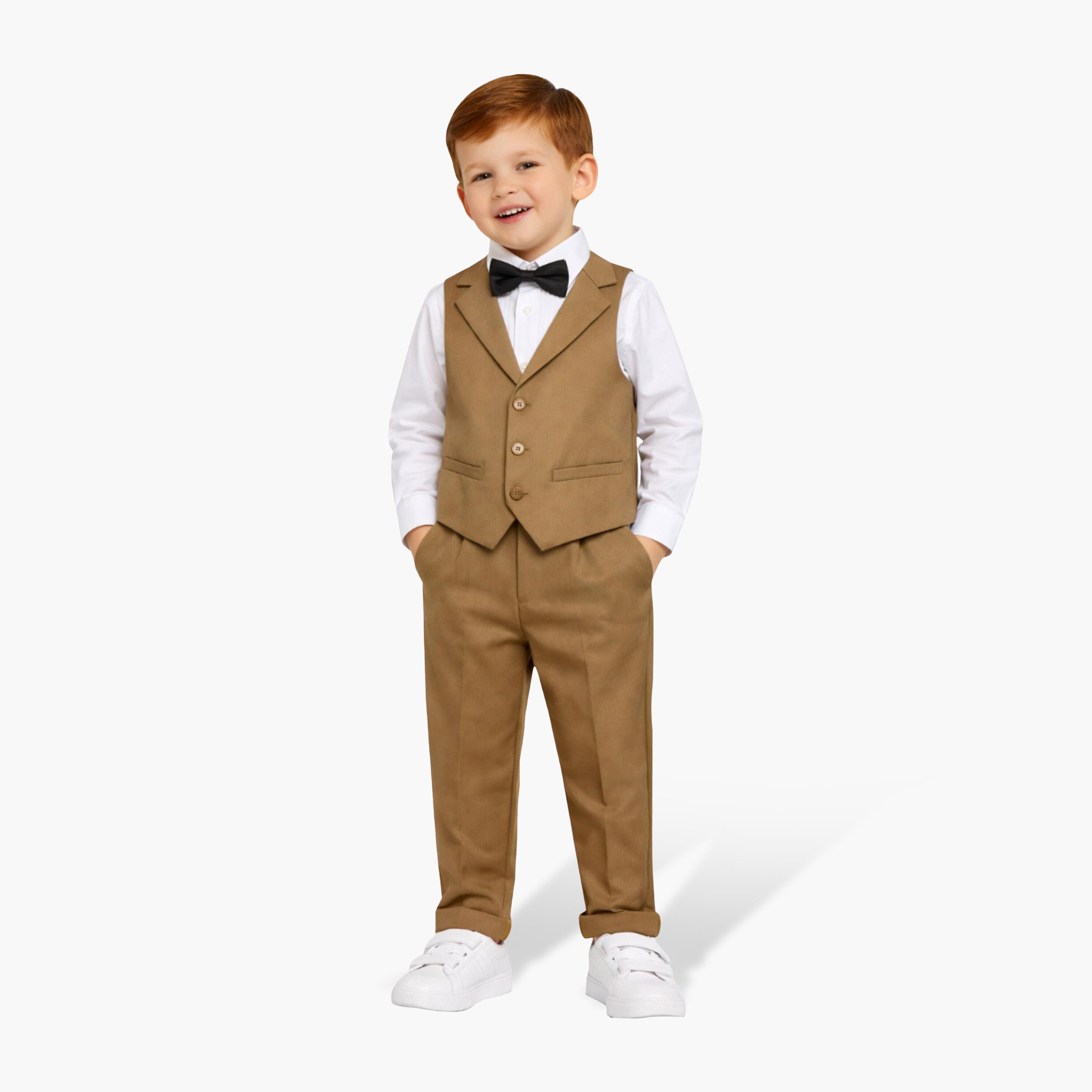 Victor and Jane 4-Piece Full Sleeves Shirt with Waistcoat & Trousers Set-boys-clothing-setsandcoords-image-1