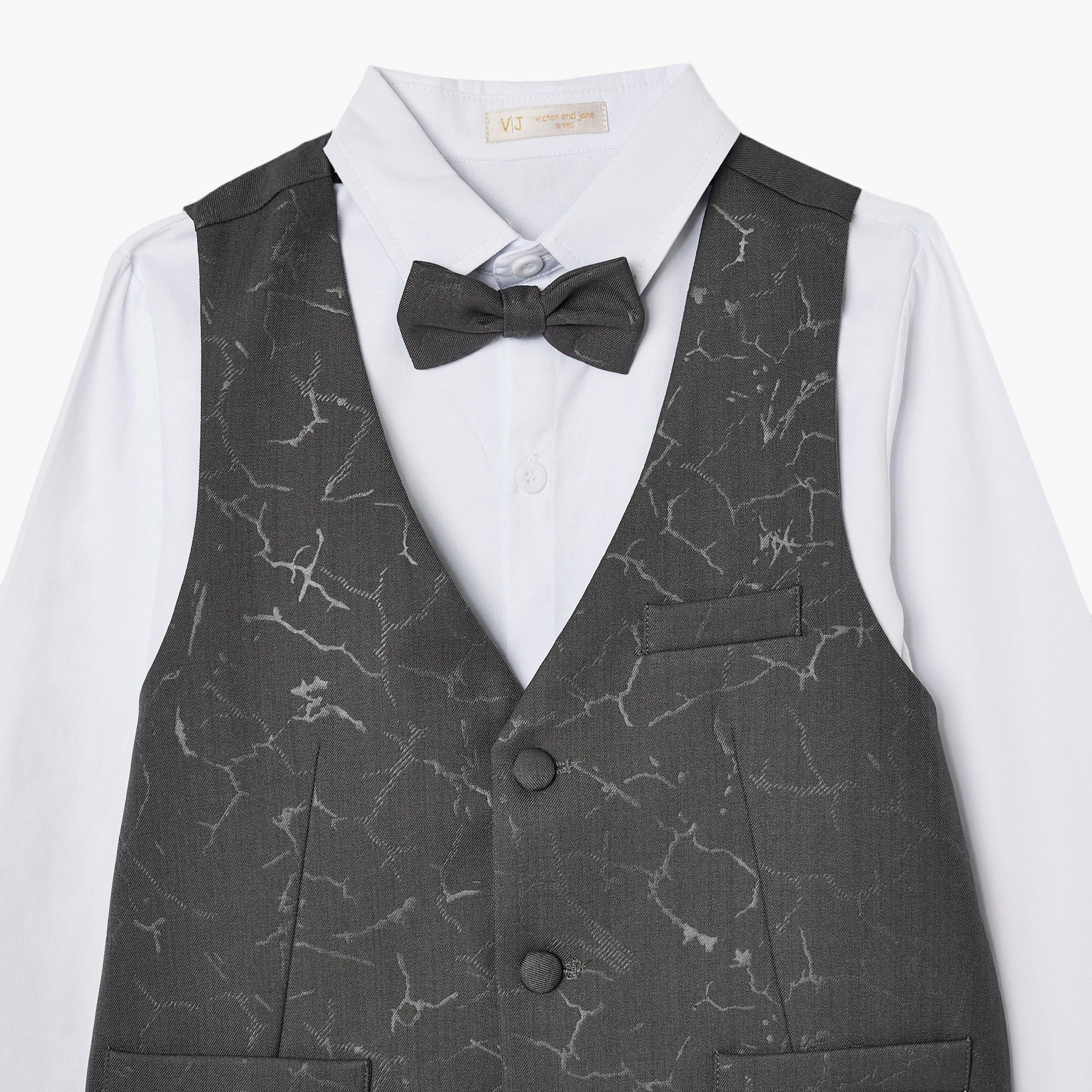 طقم 4 قطع قميص بأكمام كاملة مع فيست ويست كوت وبنطال من فيكتور أند جين-boys-clothing-setsandcoords-image-3