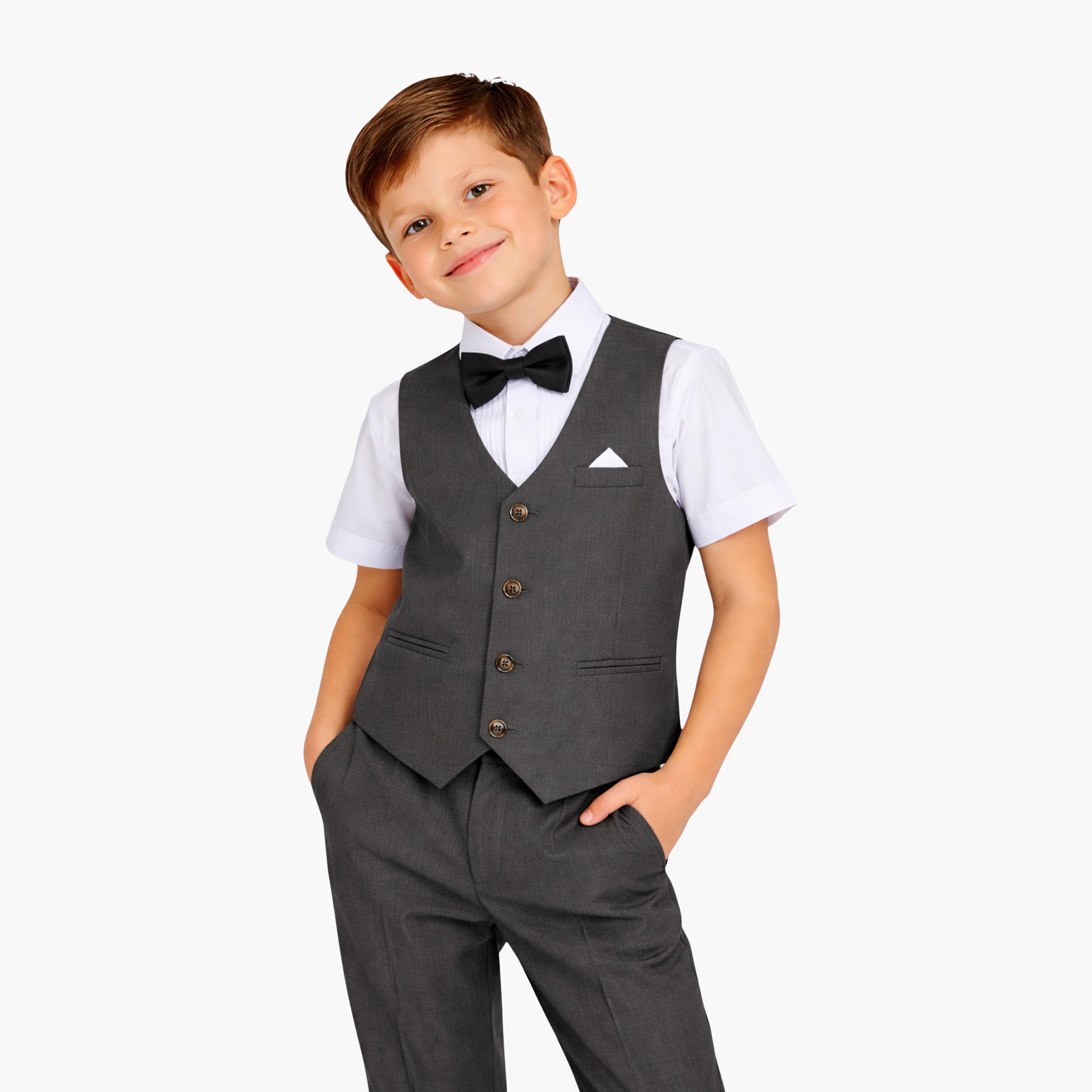 Victor and Jane 4-Piece Half Sleeves Shirt with Waistcoat & Trousers Set-boys-clothing-setsandcoords-image-5