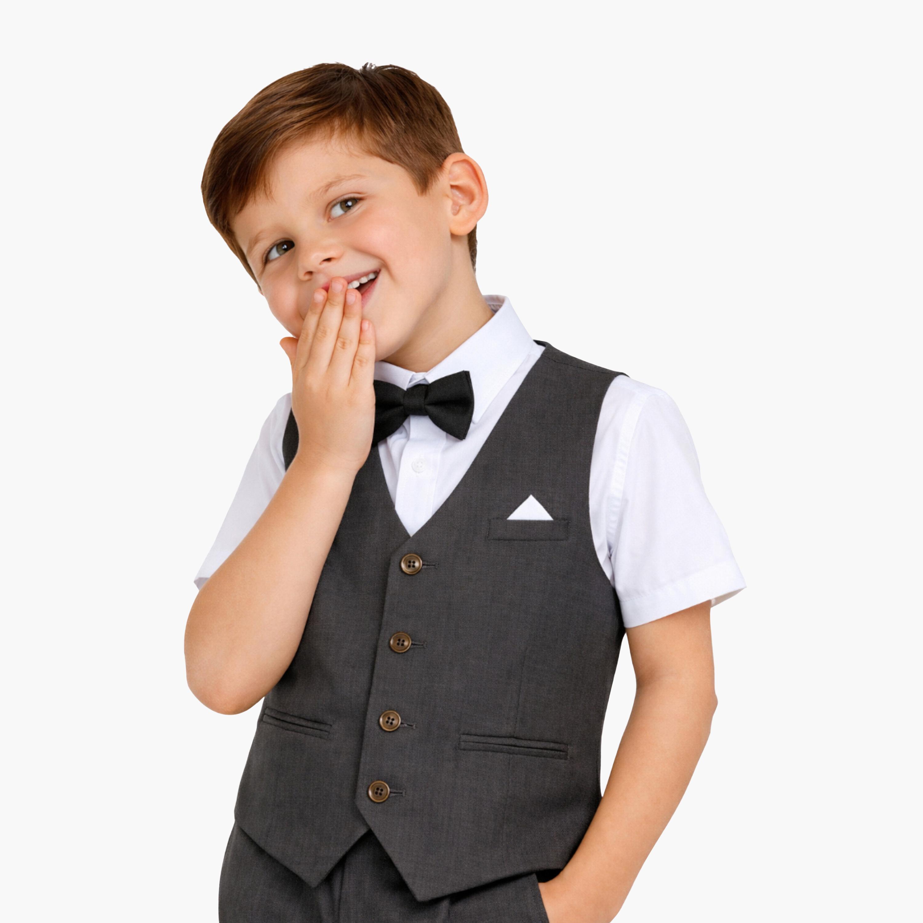 Victor and Jane 4-Piece Half Sleeves Shirt with Waistcoat & Trousers Set-boys-clothing-setsandcoords-image-6