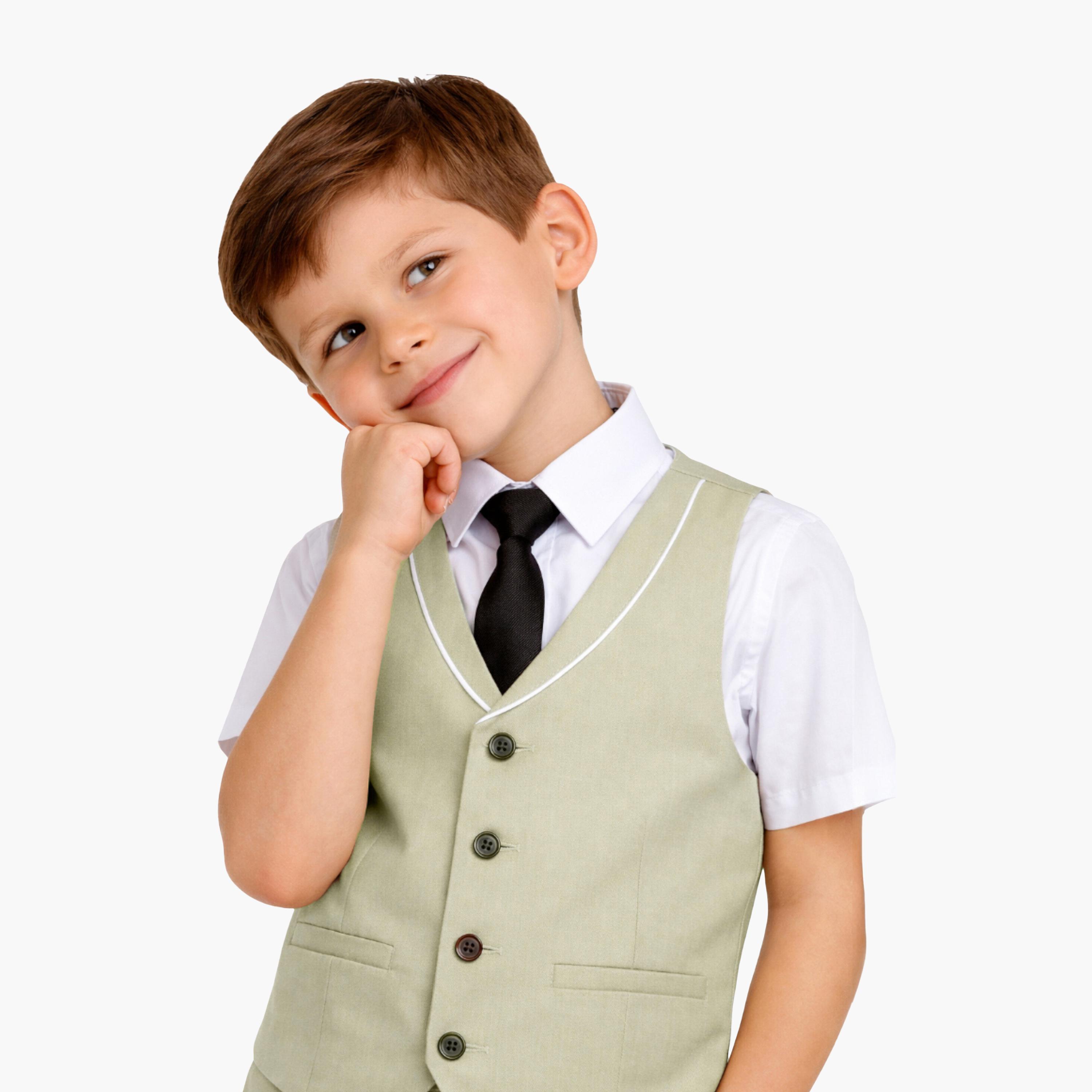 Victor and Jane 4-Piece Half Sleeves Shirt with Waistcoat & Trousers Set-boys-clothing-setsandcoords-image-3