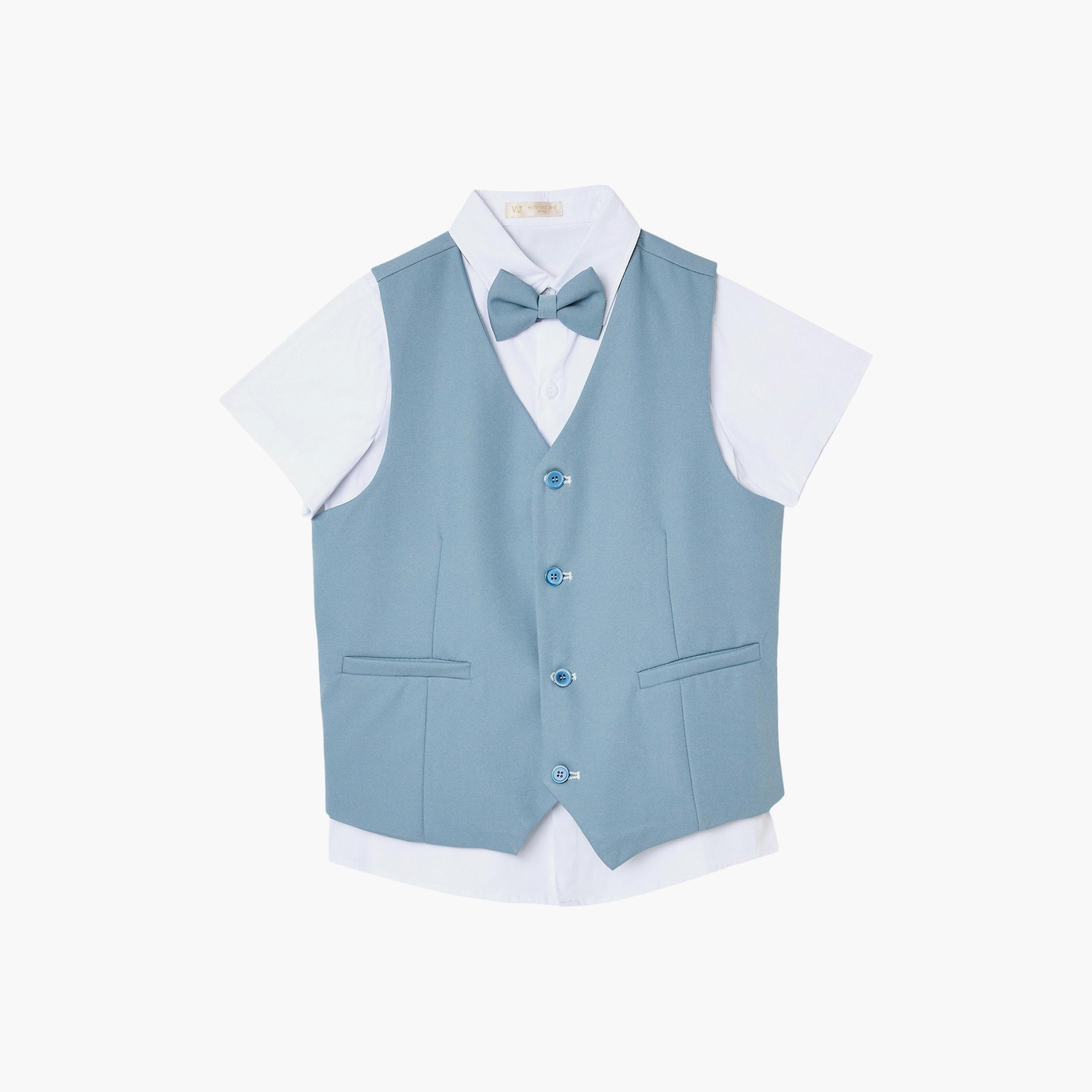 Victor and Jane 4-Piece Half Sleeves Shirt with Waistcoat & Trousers Set-boys-clothing-setsandcoords-image-6