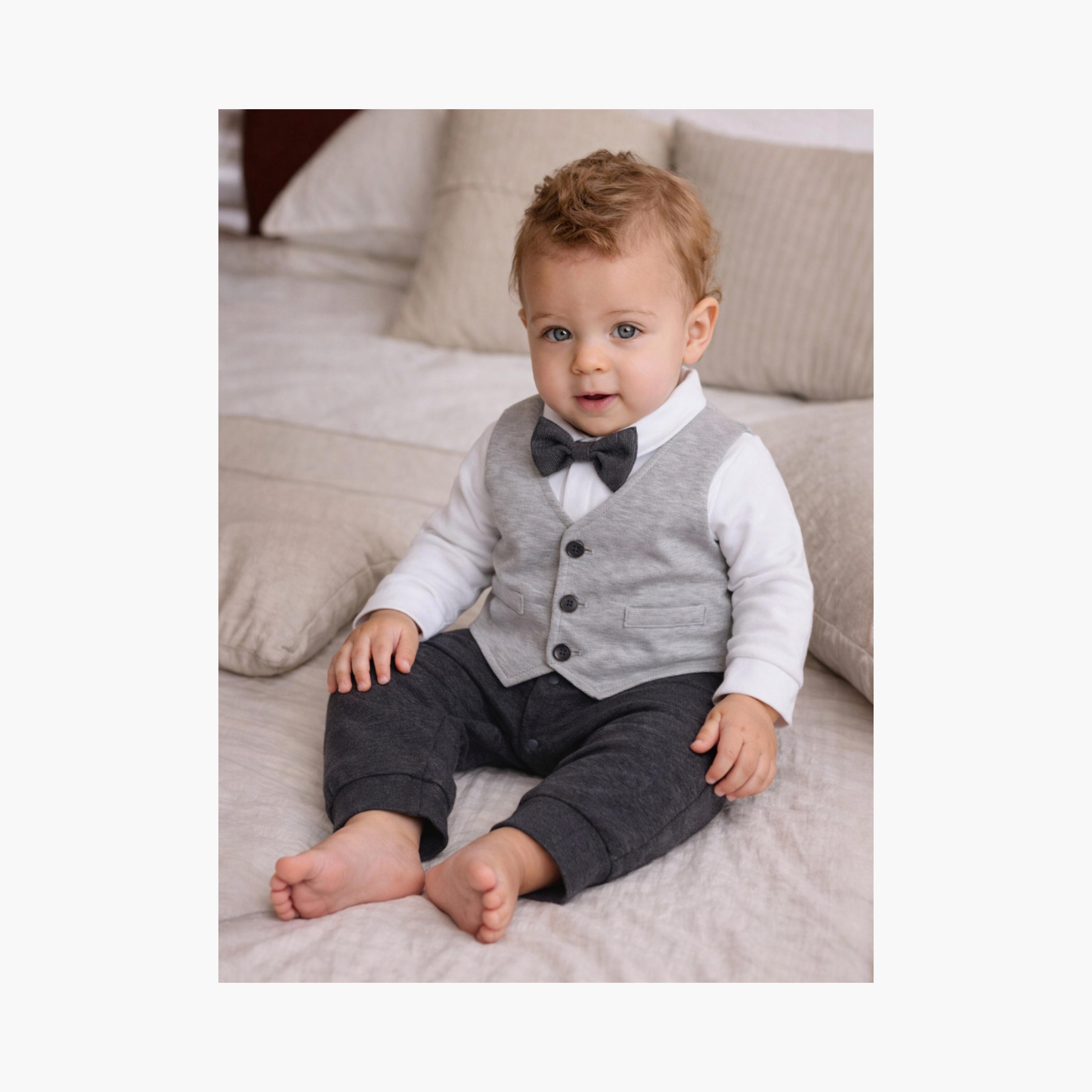 Victor and Jane Waistcoat, Shirt & Bow Tie Mock Rompers Set-boys-clothing-rompersanddungarees-image-3