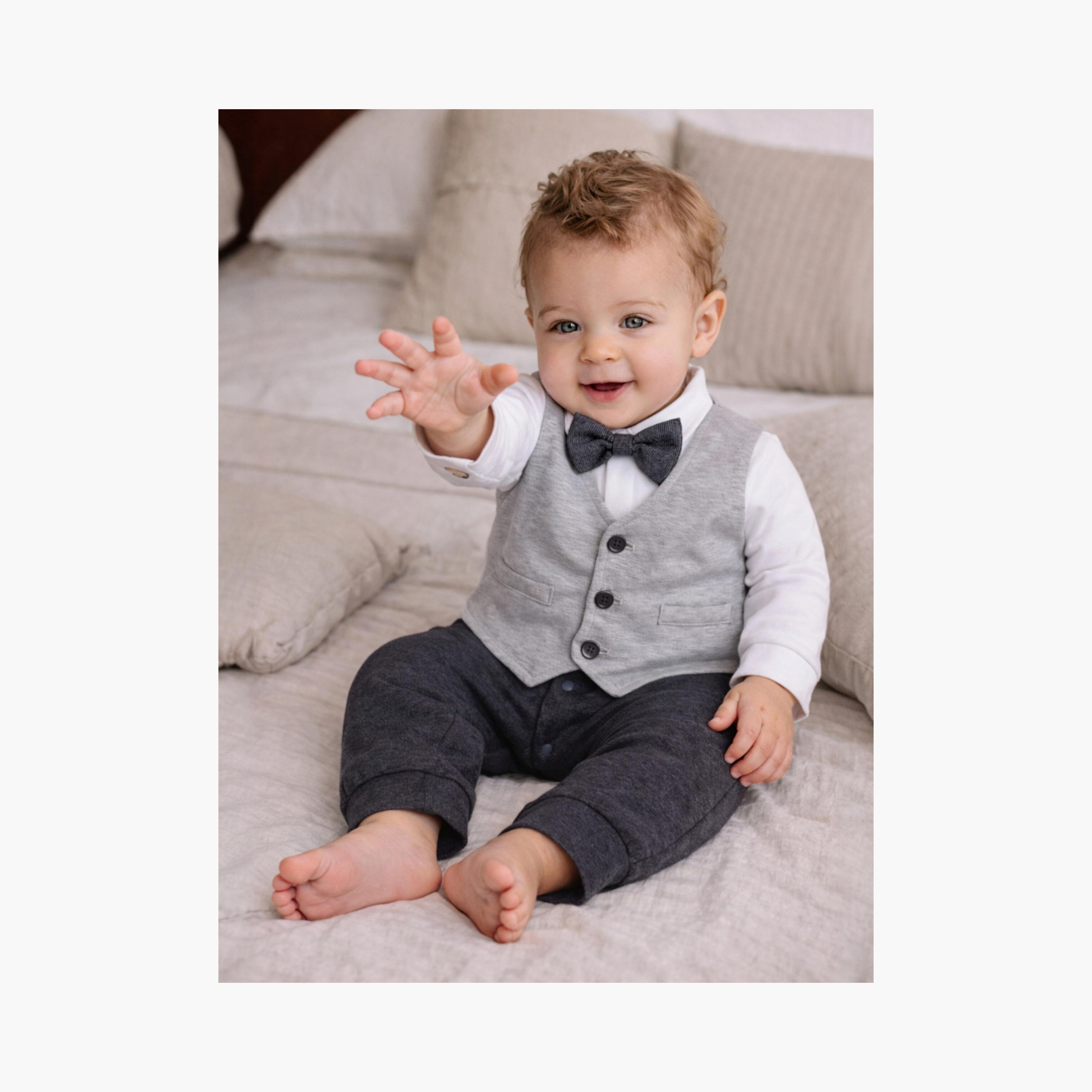 Victor and Jane Waistcoat, Shirt & Bow Tie Mock Rompers Set-boys-clothing-rompersanddungarees-image-4